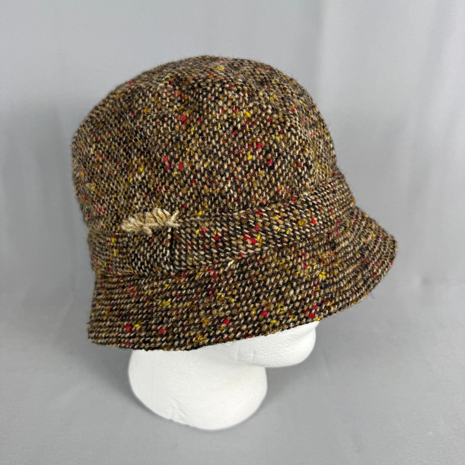 David Hanna & Sons W Bill Ltd Wool Tweed Bucket Hat Brown Multi Made in Ireland