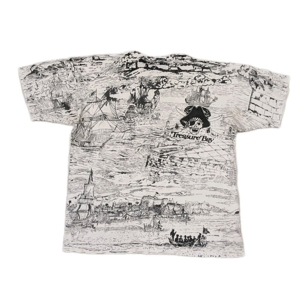 Vintage Treasure Bay Casino AOP All Over Print Biloxi Mississippi T-shirt Sz L