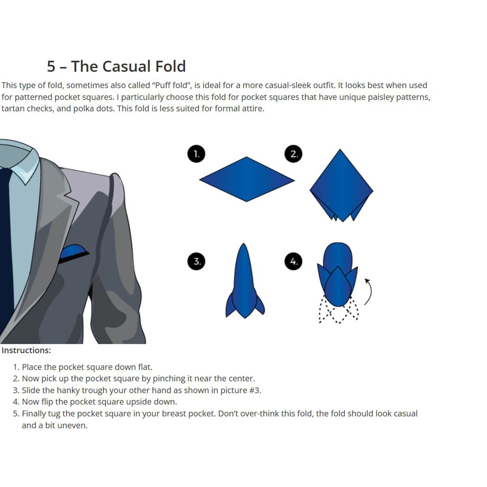 Men’s Pure Silk Twill Handkerchief Blue Floral Squares Pocket Square 30cm 11.8in