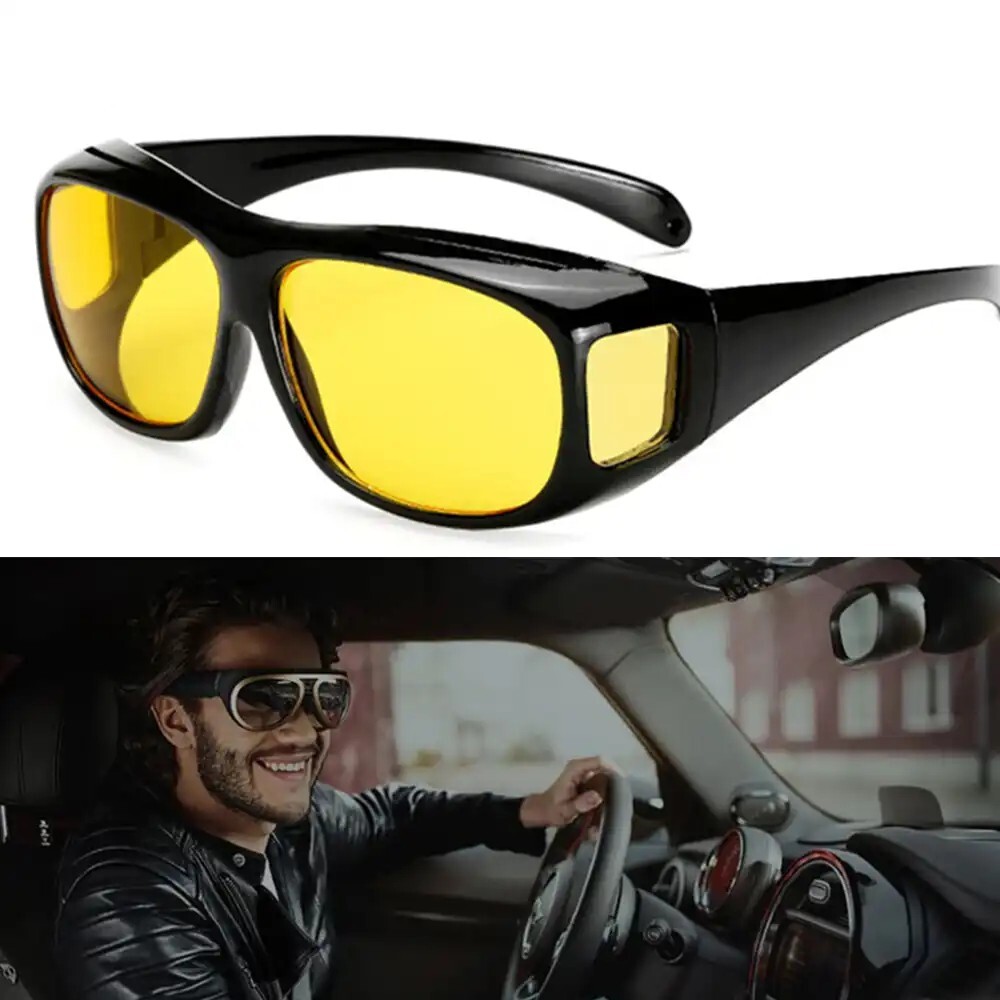 Night Driving Glasses HD Anti Glare Vision Polarized Yellow Lens Tinted Unisexs