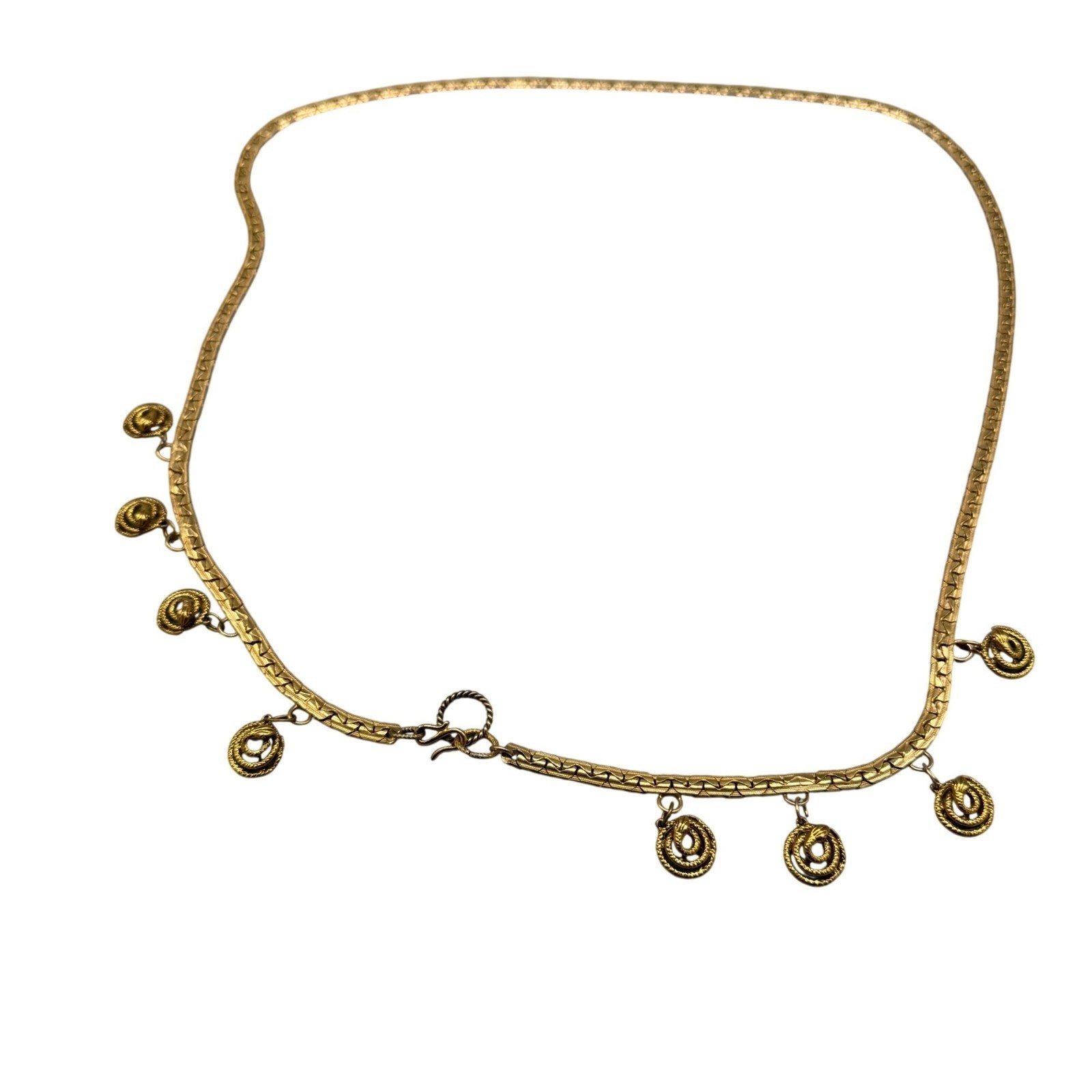 Vintage Women’s Dress Belt Snakes Charm Link Gold Tone 80s 40 inches