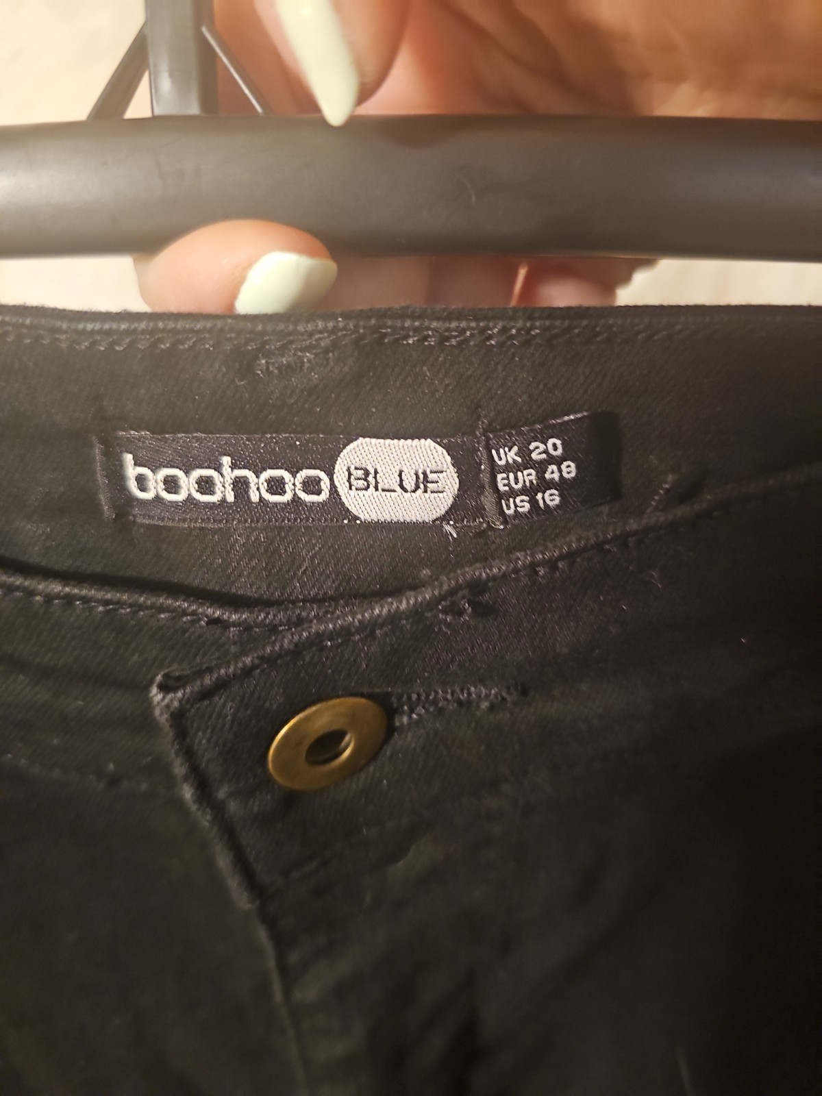 Boohoo Blue, Black Skinny Jeans Size 16