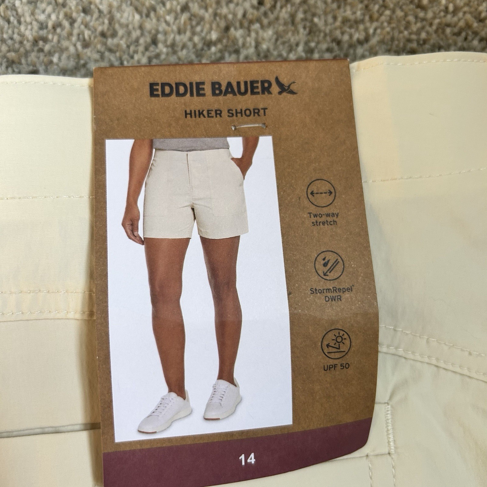 Eddie Bauer Women’s Cream 2 Way Stretch Hiker Shorts Size 14 UPF50 NWT