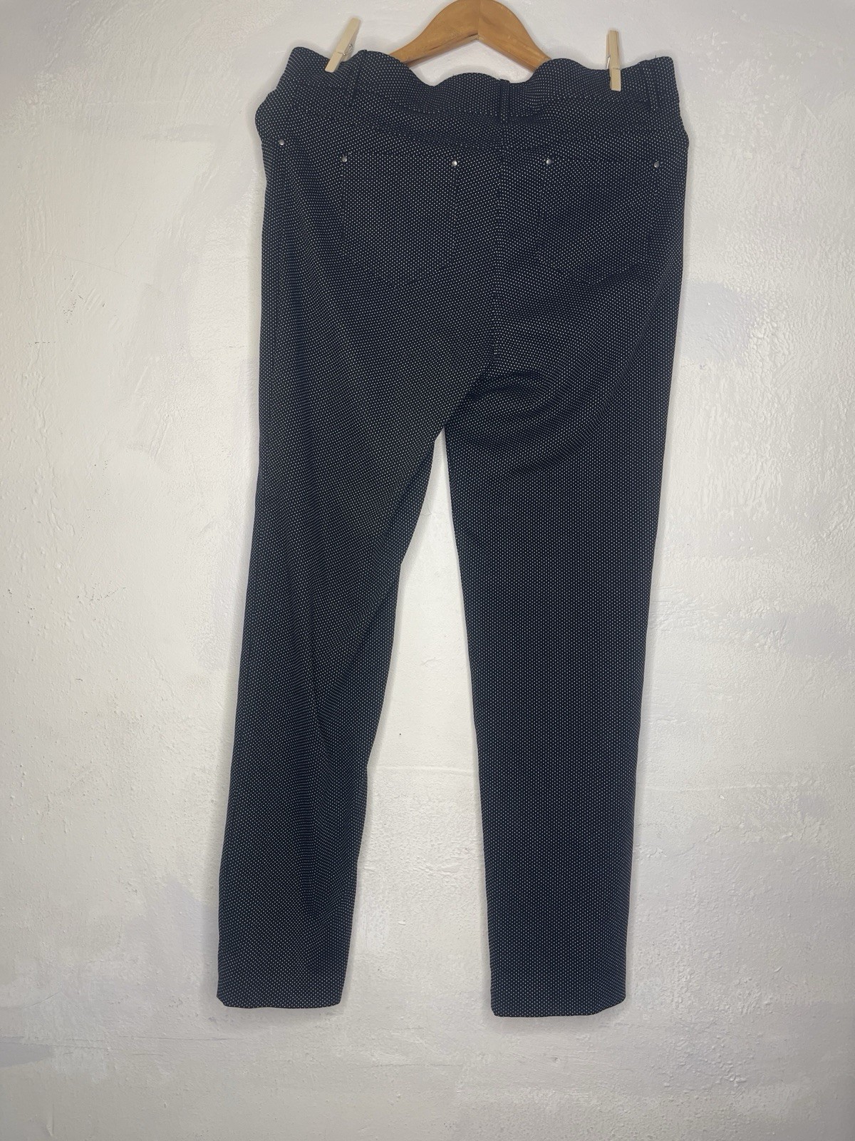 Madison Women’s L Black Polka Dot Pants Casual Pull On Straight Leg Office Caree