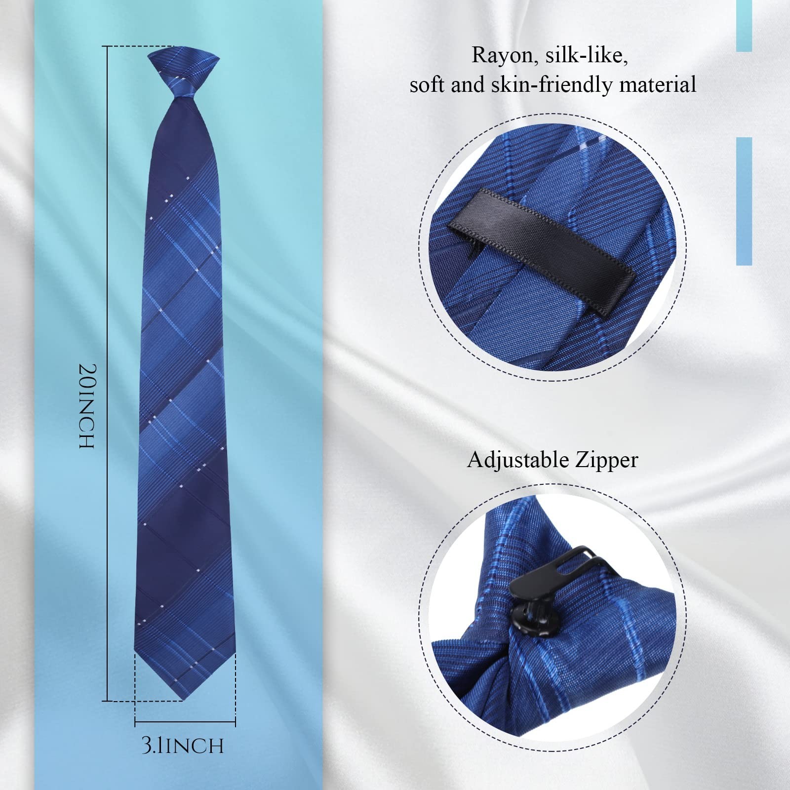 6 Pcs Men’s Clip-On Ties – Striped, Solid, Plaid, Dots – Easy Necktie Set 20