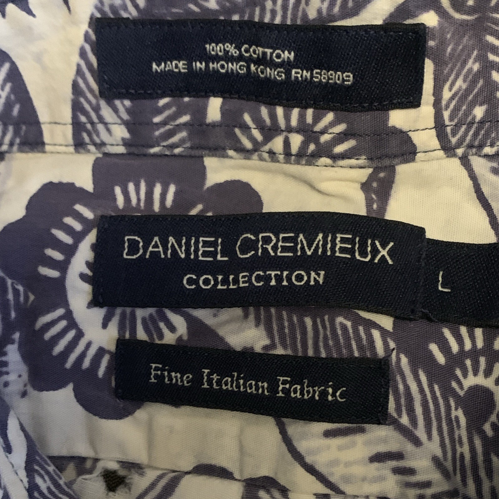 Daniel Cremieux Collection Men’s L Cotton Blue/White Floral Button-Up Luxury