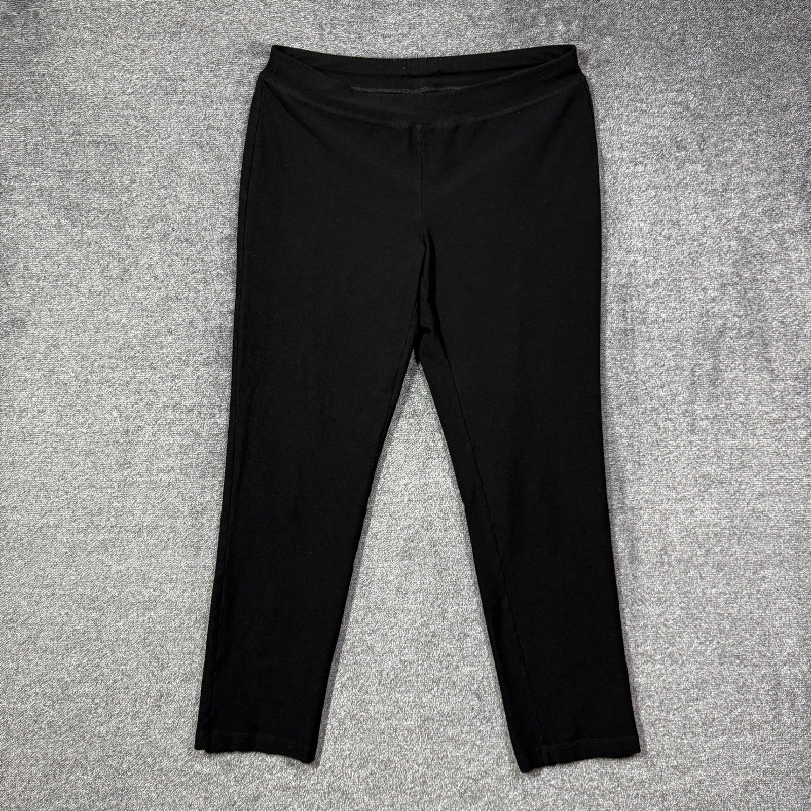 Eileen Fisher Womens M Black Viscose Crepe Knit Slim Ankle Pull On Pants