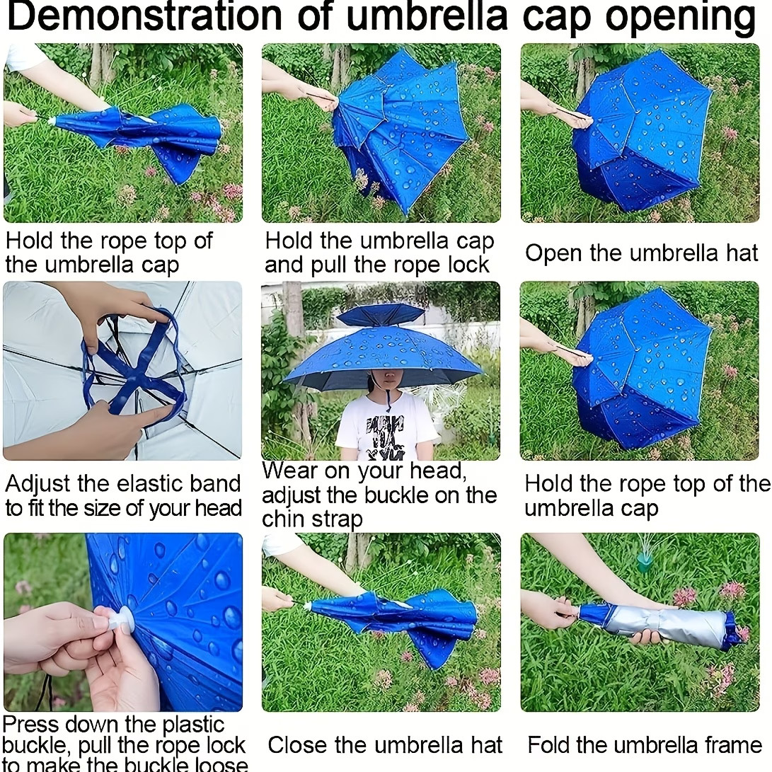 1-Pc 36-Inch Foldable Oversized Umbrella Hat, UV Protection, Double-Layer Fishin