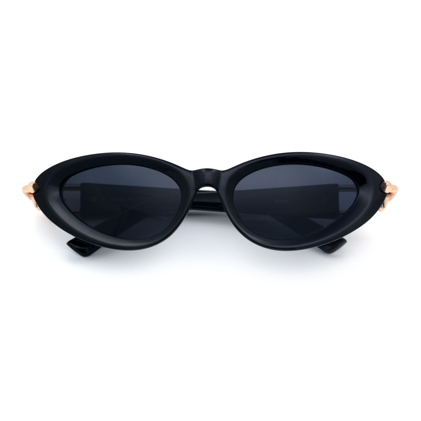 SA106 Womens Bold Cat Eye Sunglasses with Gold Tone Spike Stud Chain Hinge