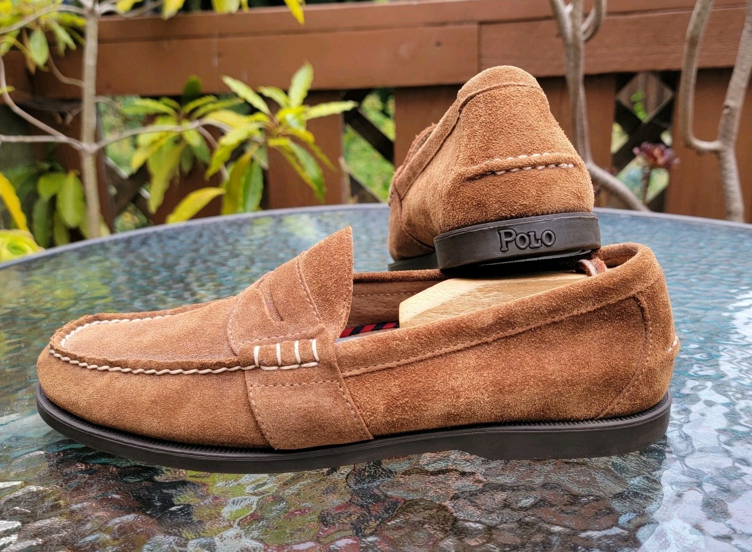 Polo Ralph Lauren Penny Loafers Men’s 9 D Brown Suede Leather Slip On Shoes