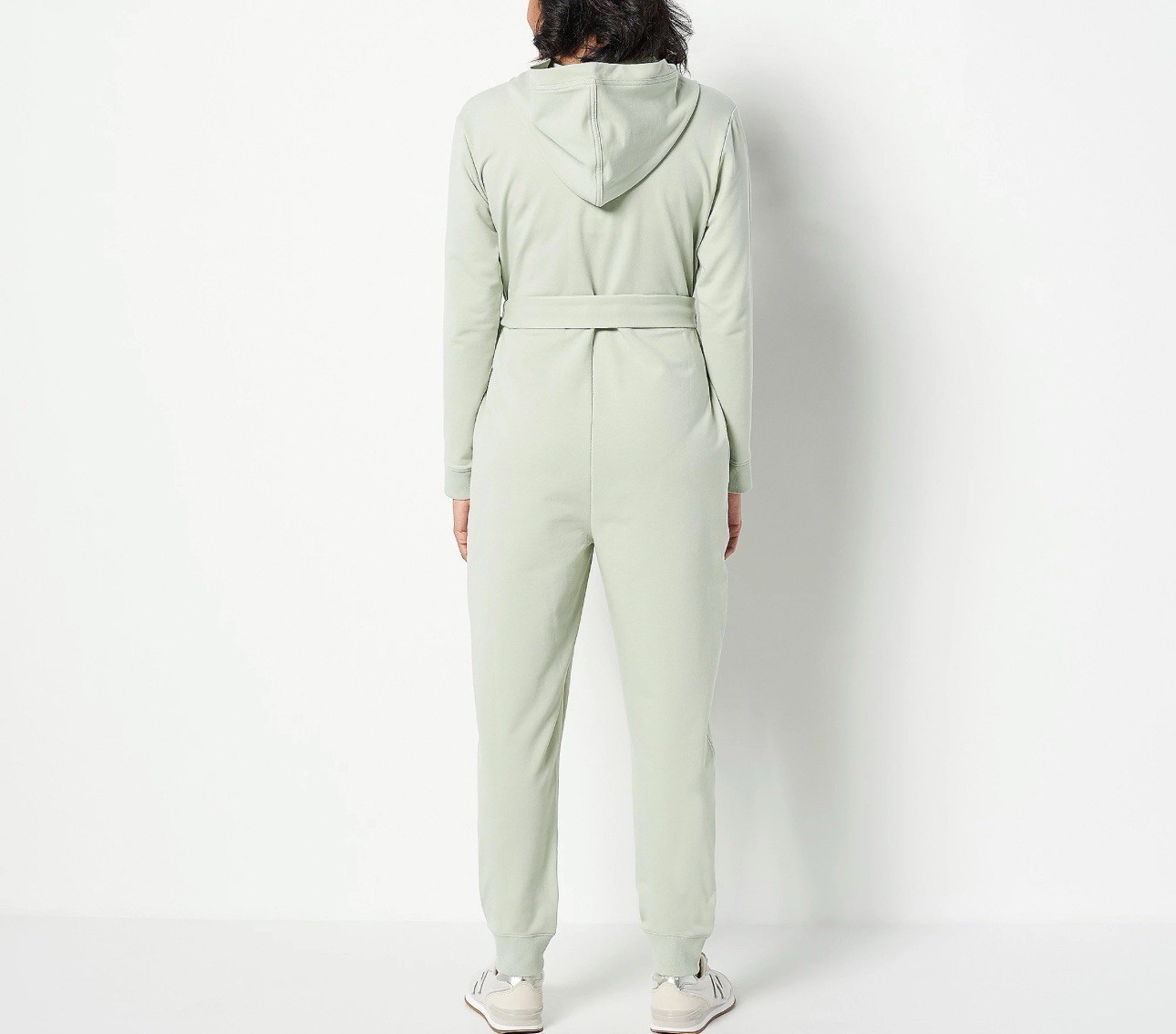 Encore By Idina Menzel Soft French Terry Hooded Jumpsuit Size XL Sage A501284