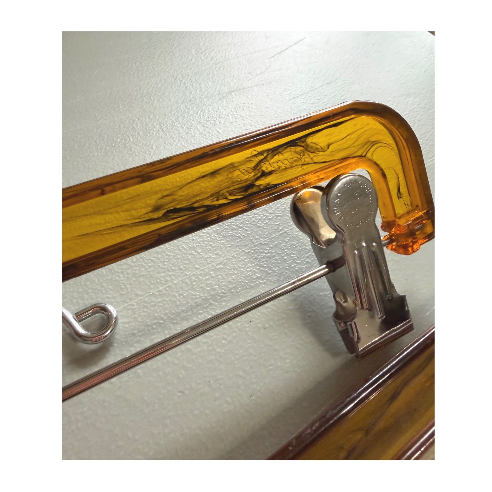 Vintage Henry Hanger Amber Tortoiseshell Lucite Skirt Pant Hangers Set of 2