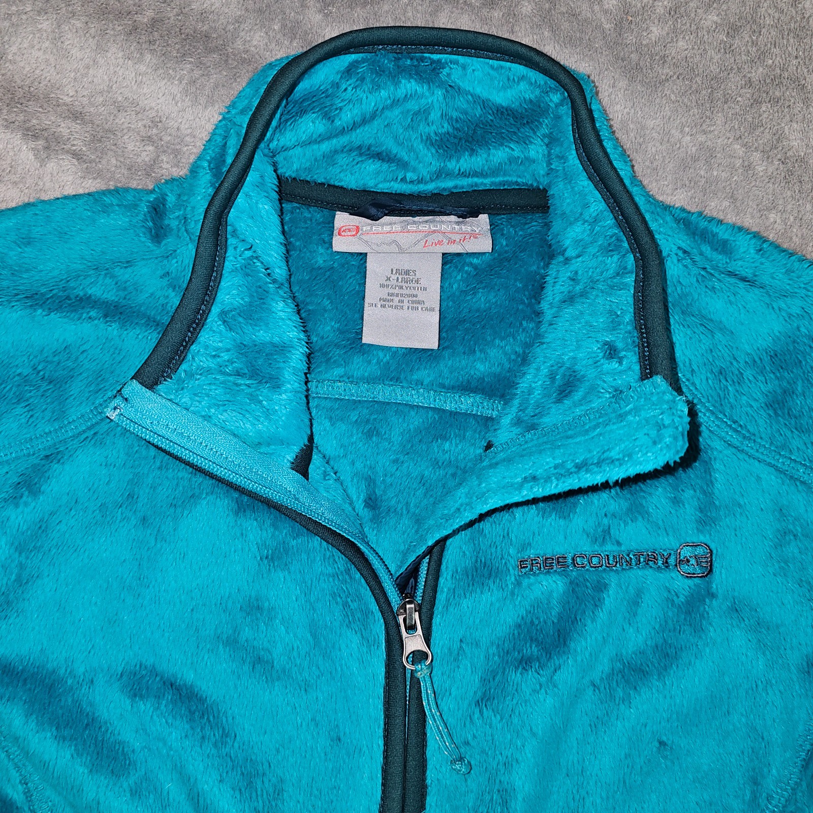 Free Country Womens Teal Full Zip Long Sleeve Fleece Jacket Size XL