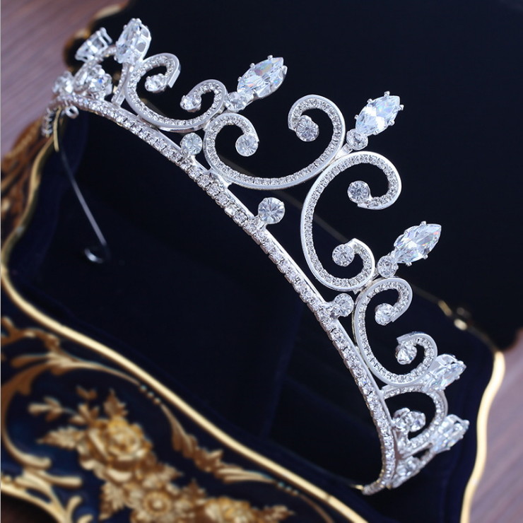 4cm Tall Elegant CZ Crystal Wedding Bridal Queen Princess Prom Crown Tiara