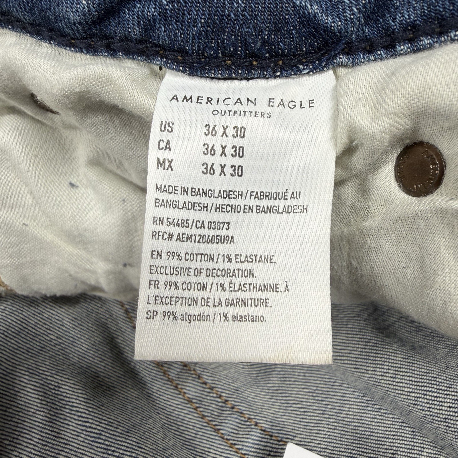 American Eagle Men’s Original Bootcut Airflex+ Jeans Blue 36×30* Whiskers NWOT