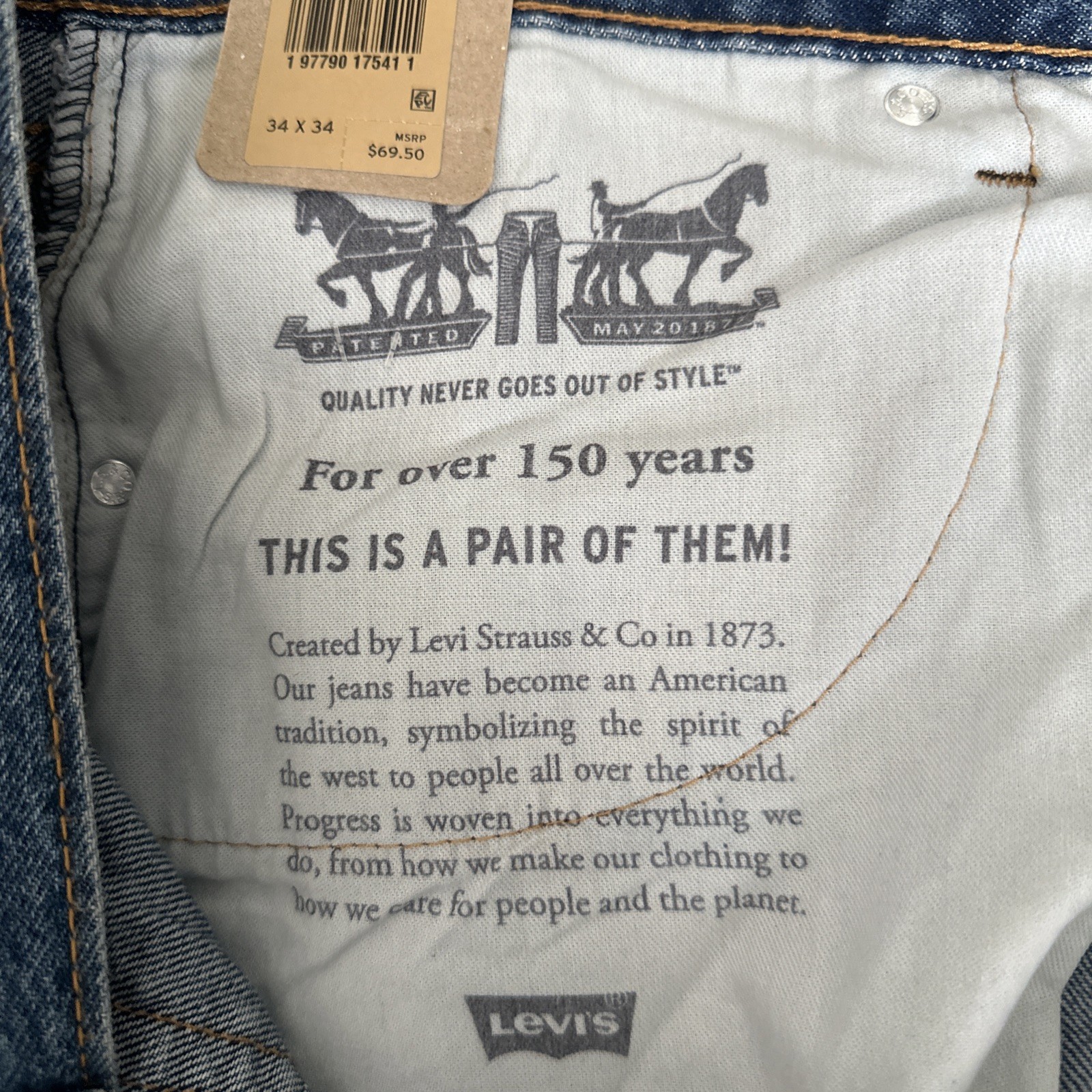 Levi’s 565 97 Loose Straight Fit Cotton Denim Men’s Sz. 34W x 33L See Desc New