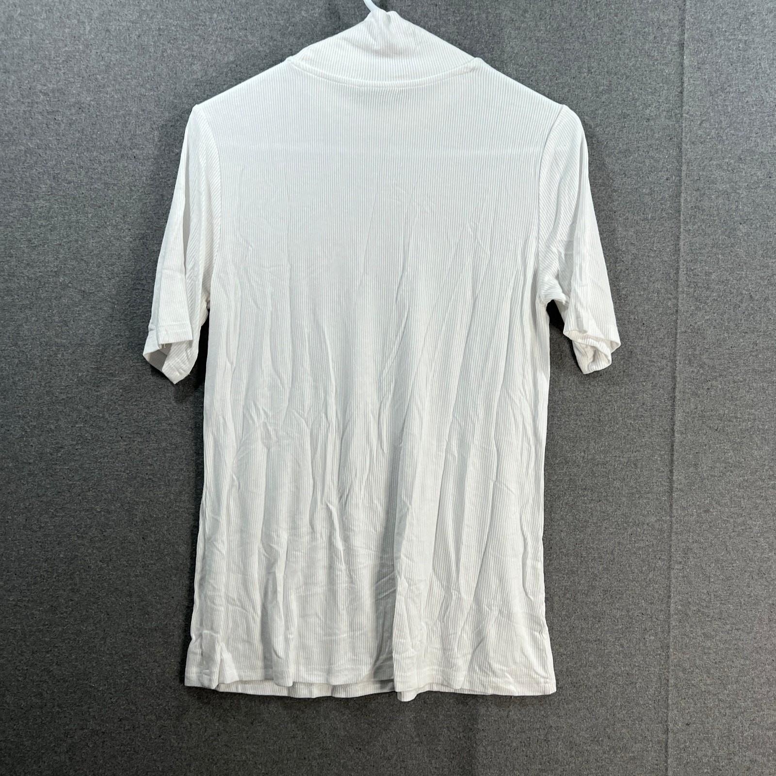 Laurie Felt Rib Silky Rayon Made From Bamboo Turtle Neck White, X-Small