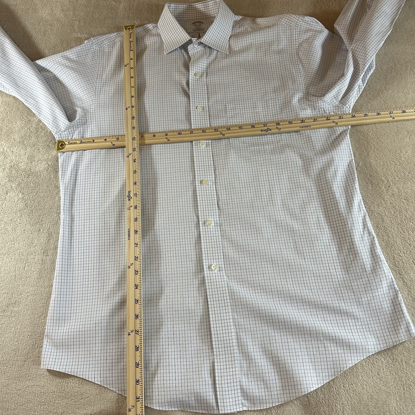 Brooks Brothers Men’s Regent Non-Iron Blue/white plaid size 16.5-35- #0194
