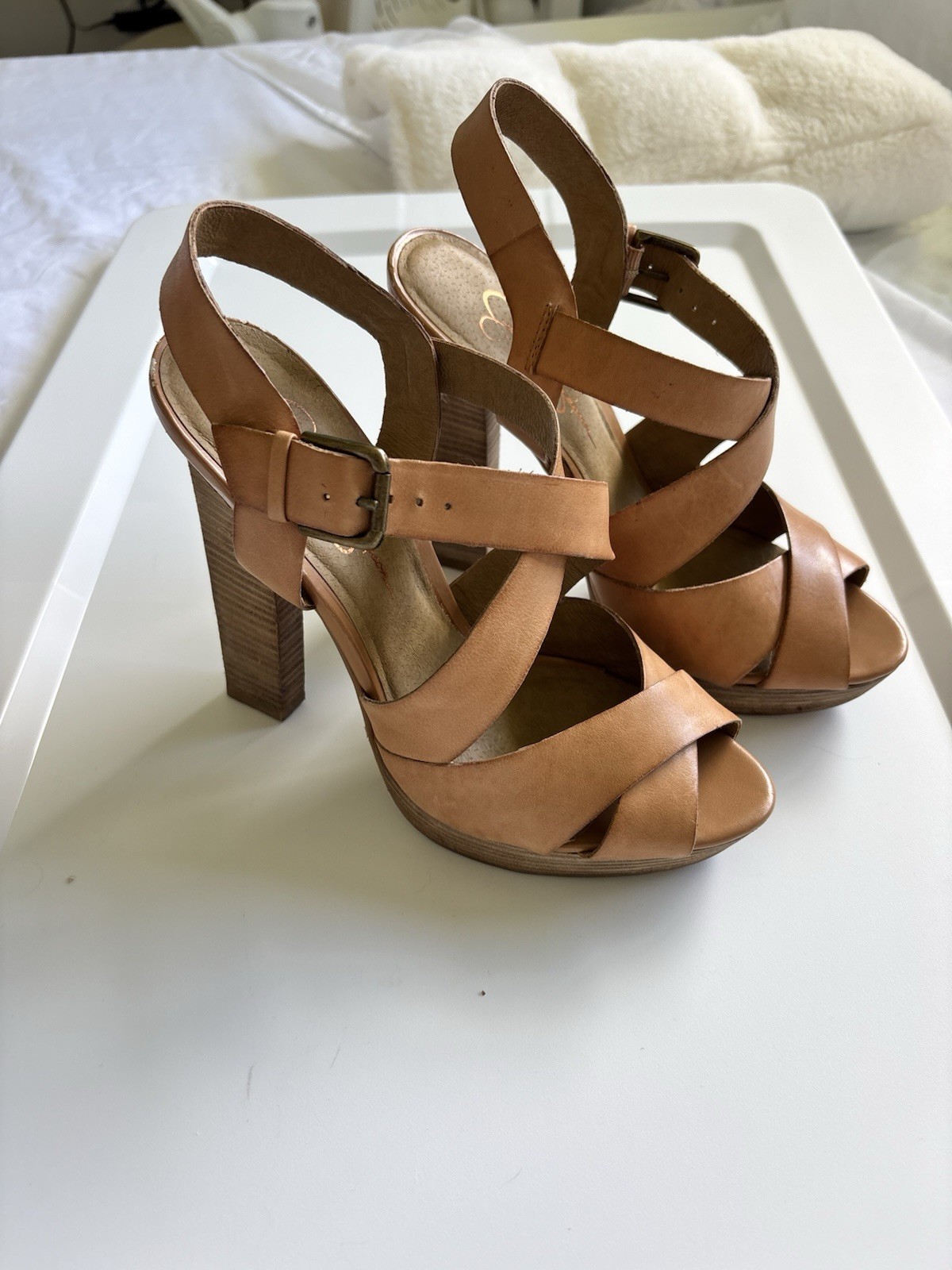 Jessica Simpson Tan Strappy High Heels Size 8 Summer Staple