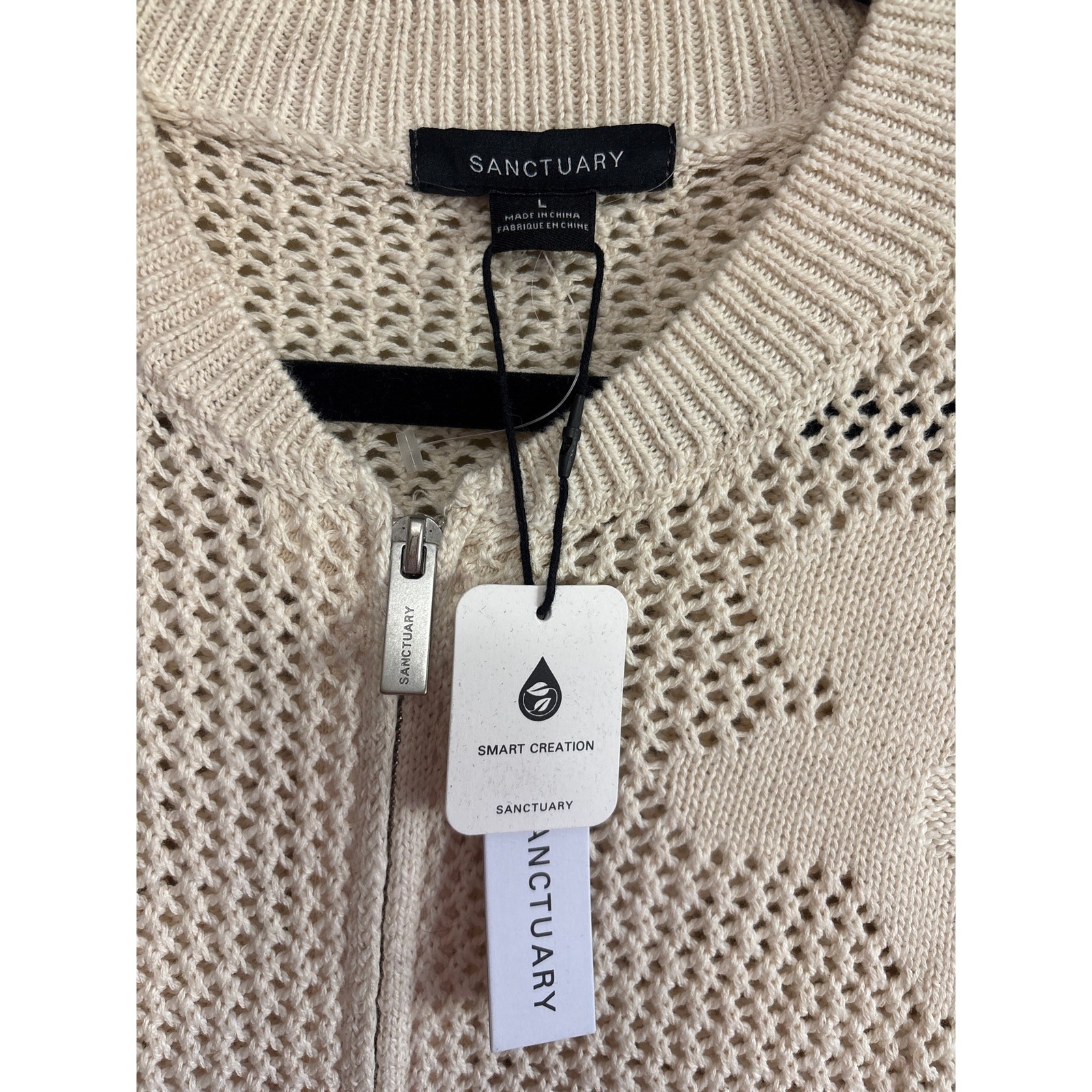 Sanctuary open-knit zip-front cardigan/sweater