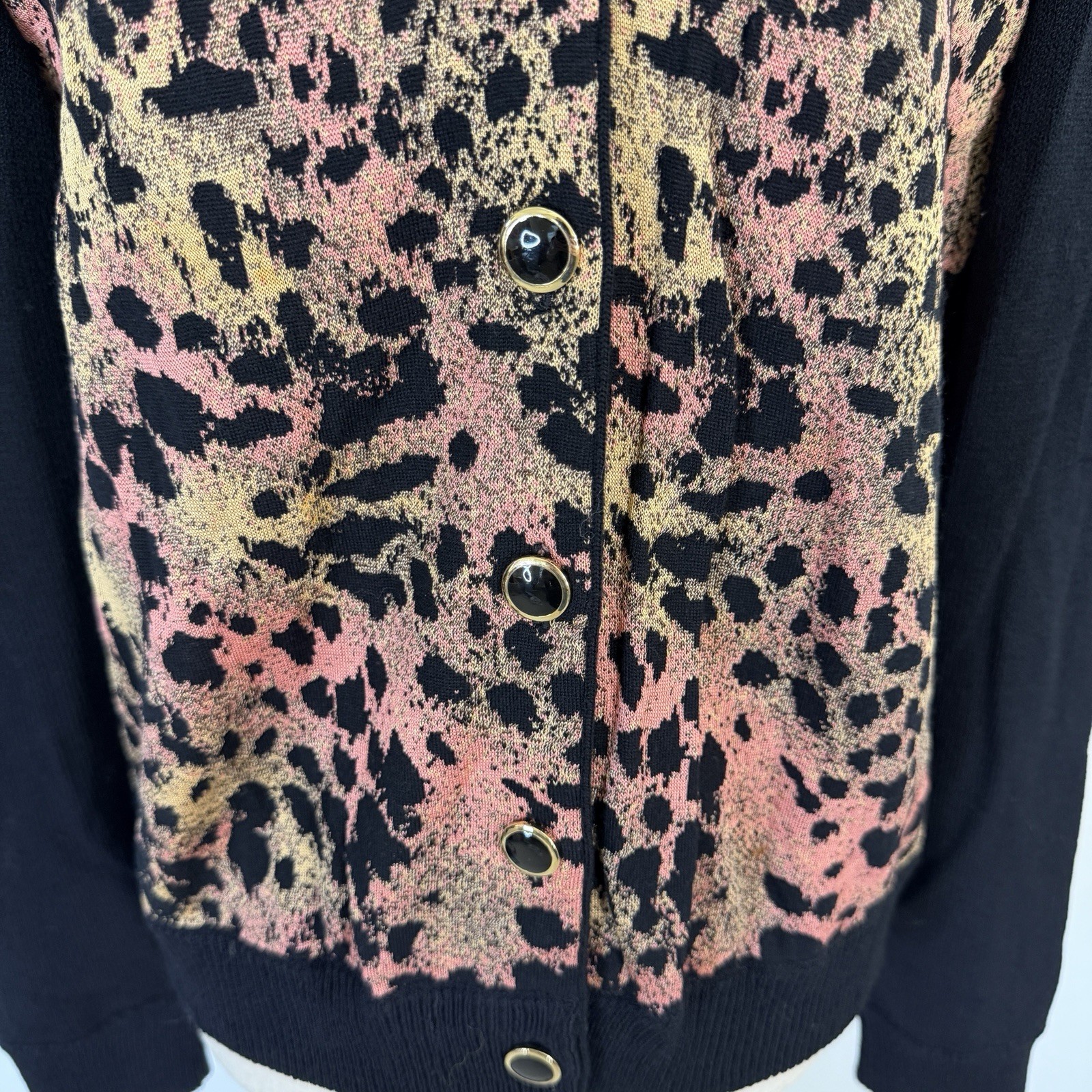 St. John Collection Pink Leopard Santana Knit Jacket Sz 8