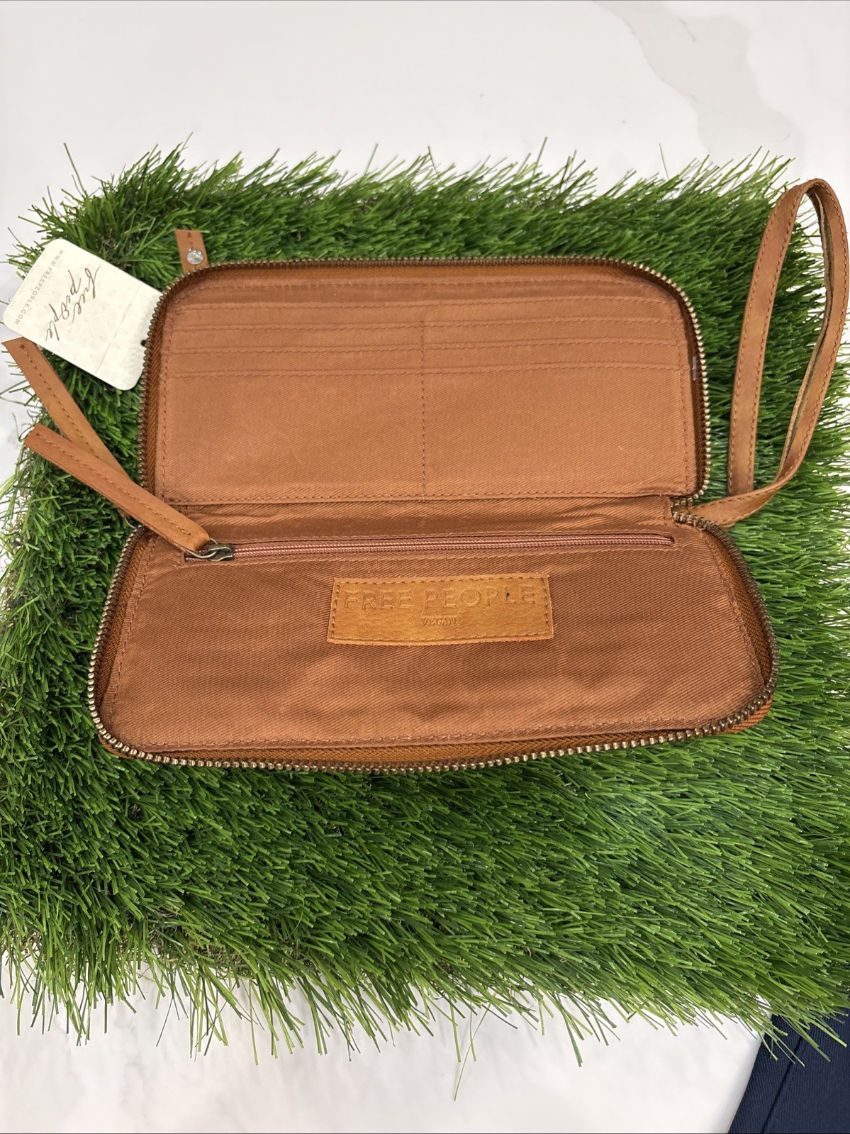 Free People Brown Wristlet Wallet Card Holder NWT. Has No Other Strap