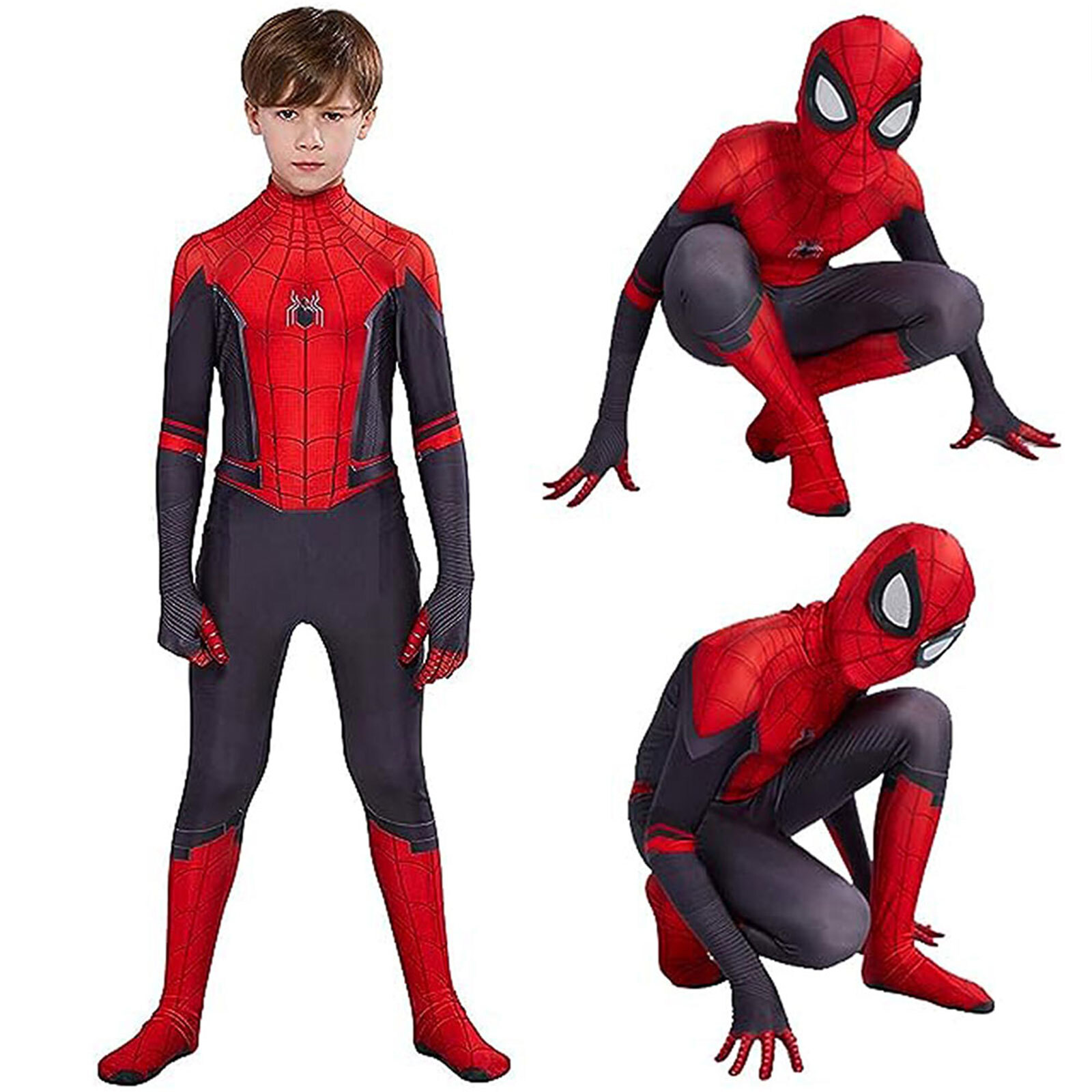 Kids SpiderMan Cosplay Costume Boys Tobey Maguire Outfit Jumpsuit Fancy Dress