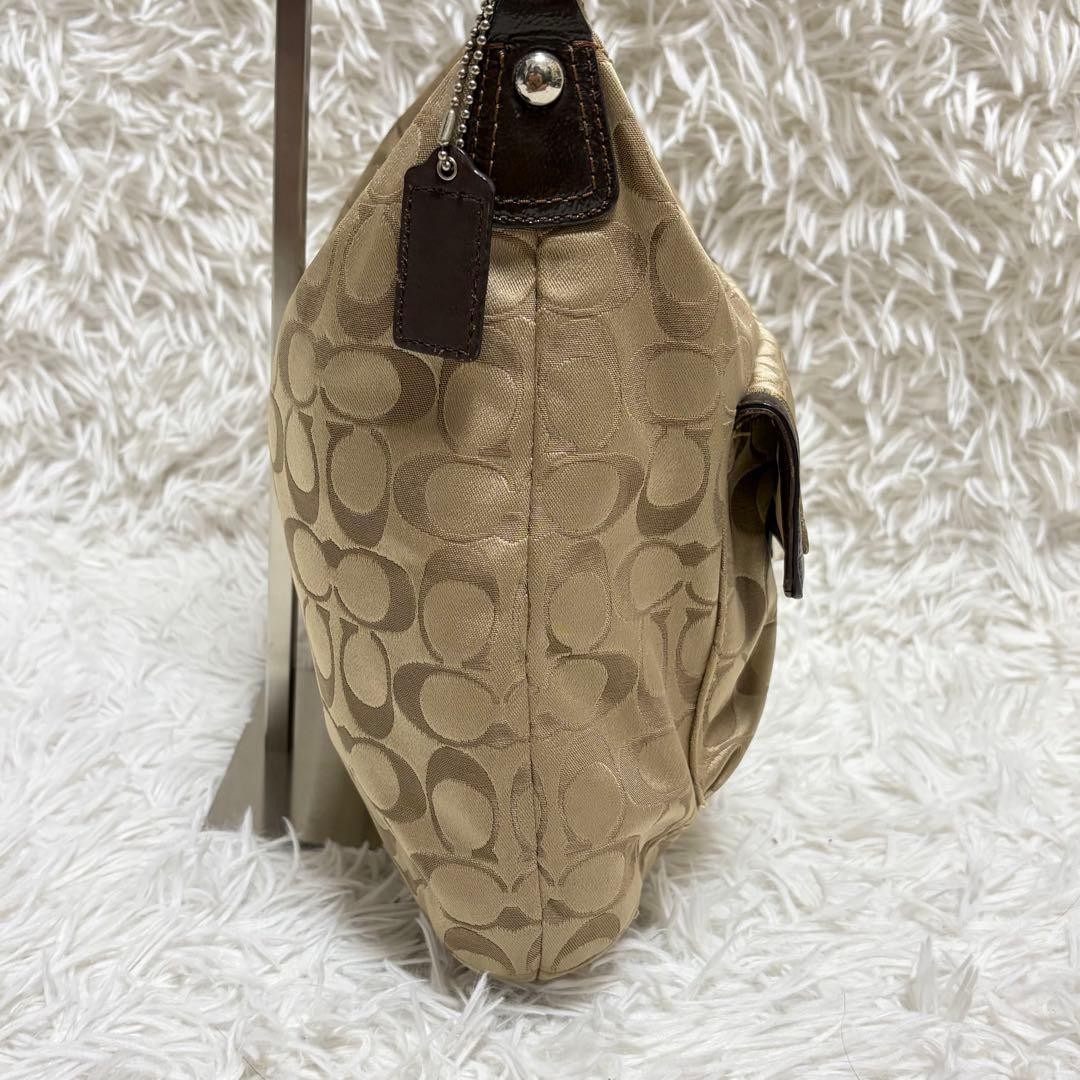Authentic Coach Signature Hobo Shoulder Bag, Leather, 12.6in, Slightly Dirty