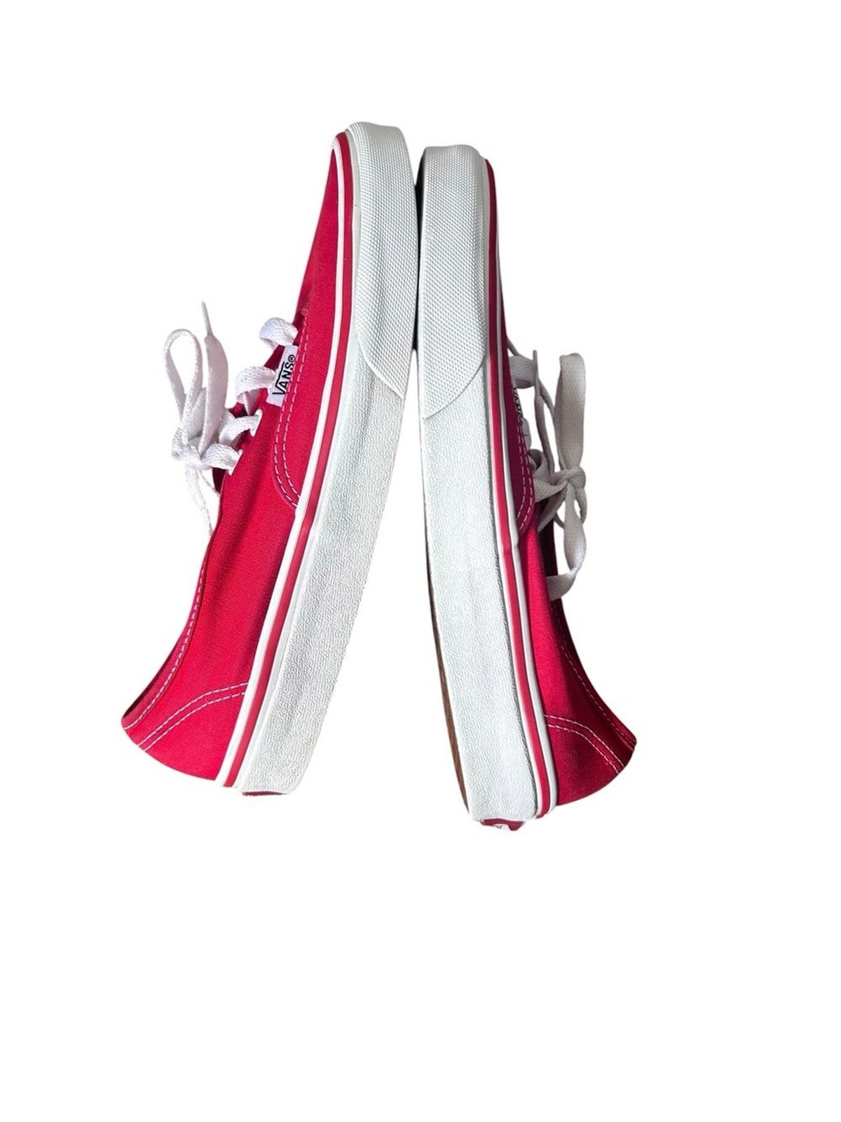 Vans Authentic Canvas Lace-Up Sneakers – Red & White Size Men 5.5 Women 7