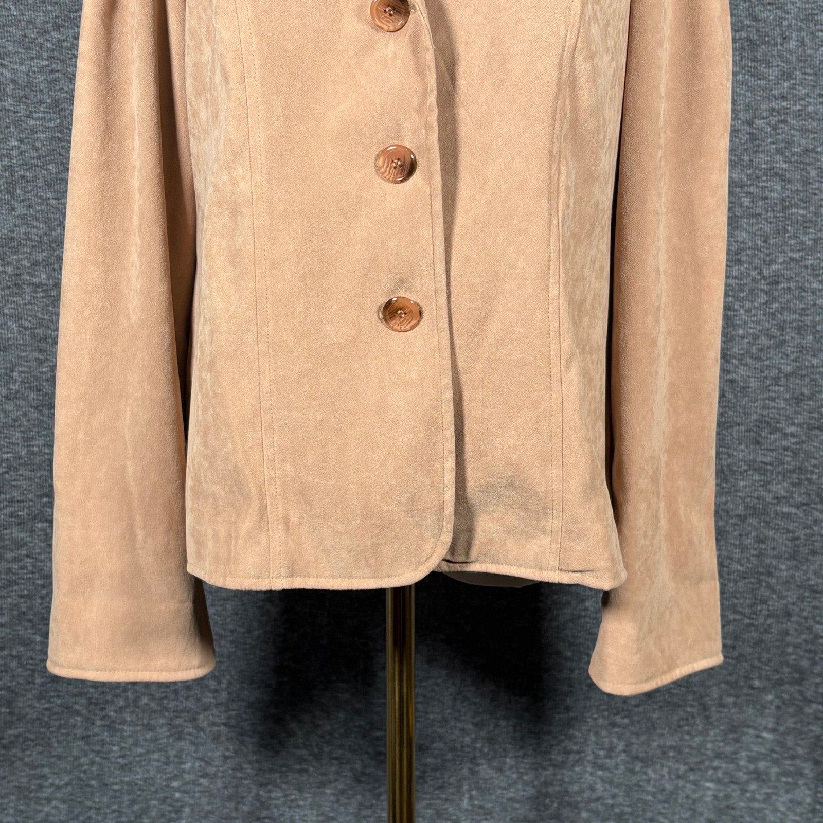 Harve Benard Faux Suede Light Brown Tan Blazer Jacket Womens Small