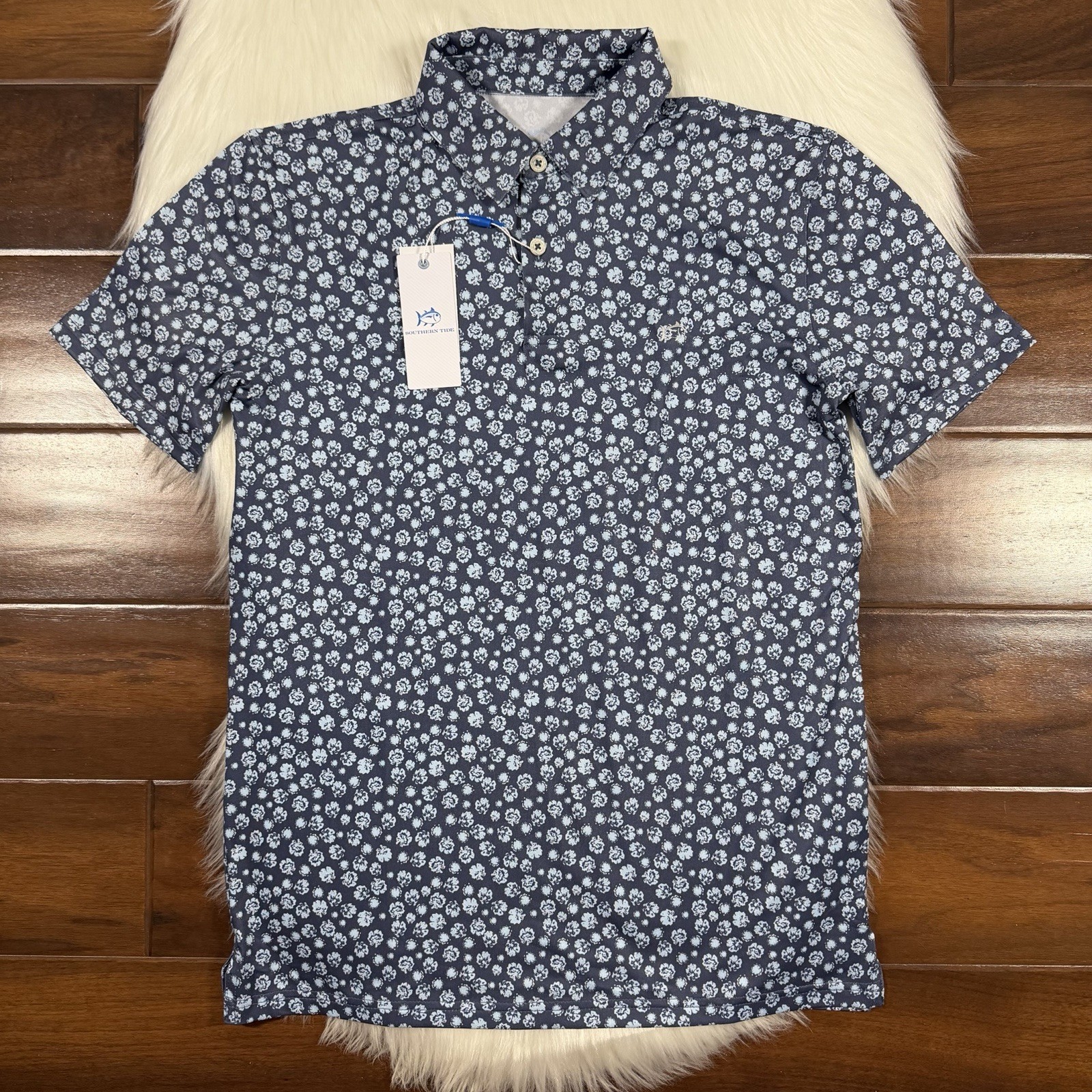 Southern Tide Boys Youth Size XL / 16 Light Indigo Patterned Polo Shirt