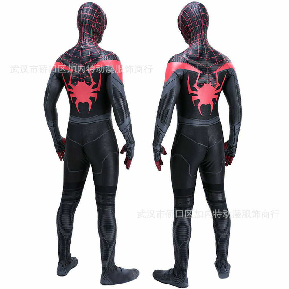 2021 Miles Morales Spiderman Jumpsuit Spider-Man Cosplay Costume Halloween Props