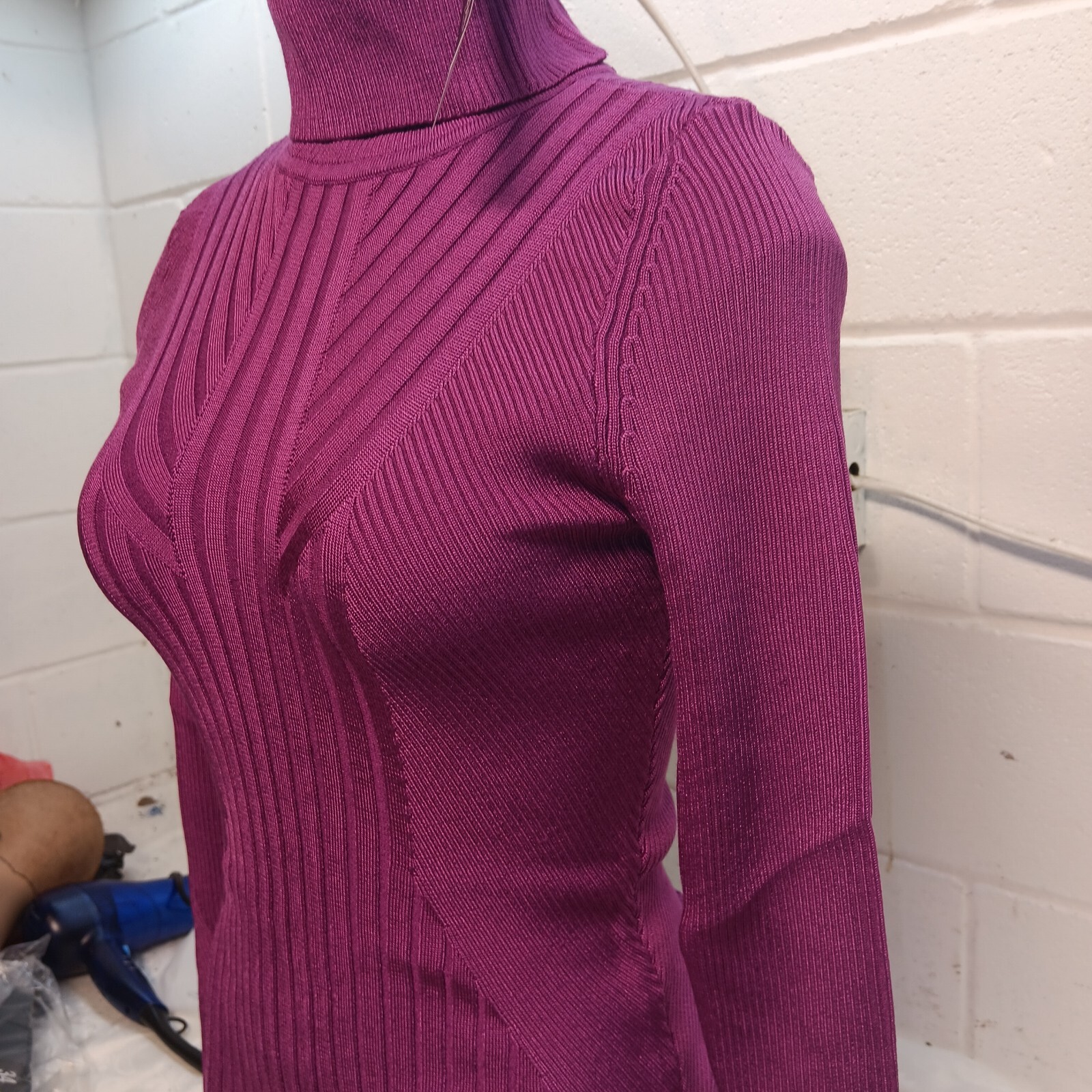 whbm Womens Long Sleeve Rib Turtleneck Sweater Baie/Purple XS $85