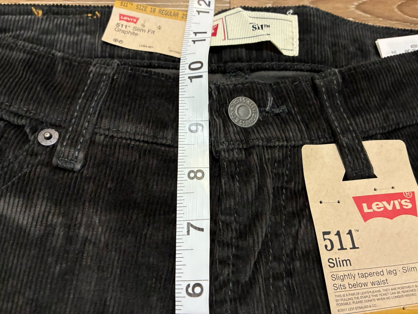 NWT Levi’s 511 Slim Corduroy Pants Boys 18 Reg 29×29 Graphite Pants