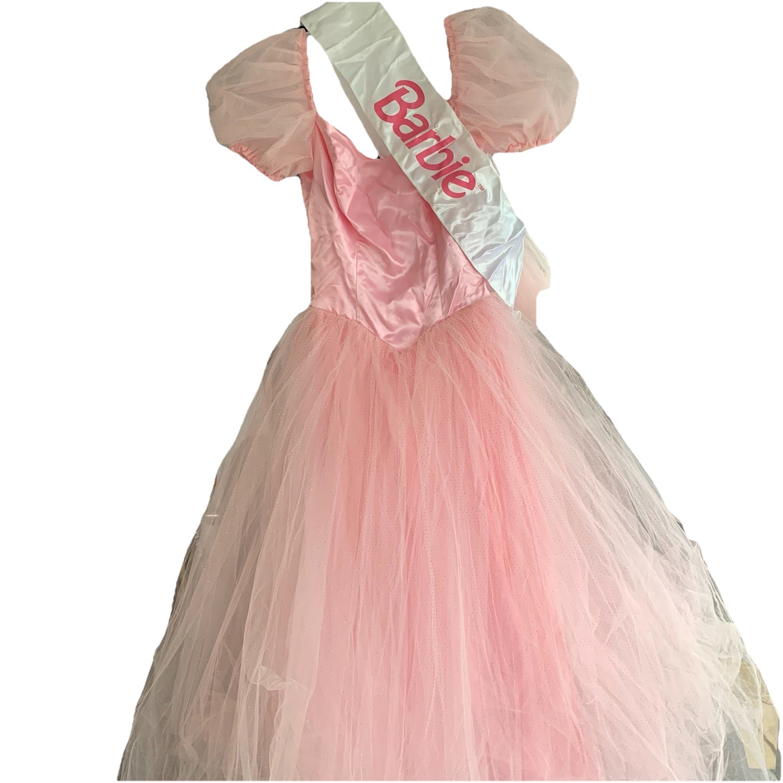 Vintage Super Rare Girls Barbie Pink Banquet Dress Flowy , Sz 8-10 Collector