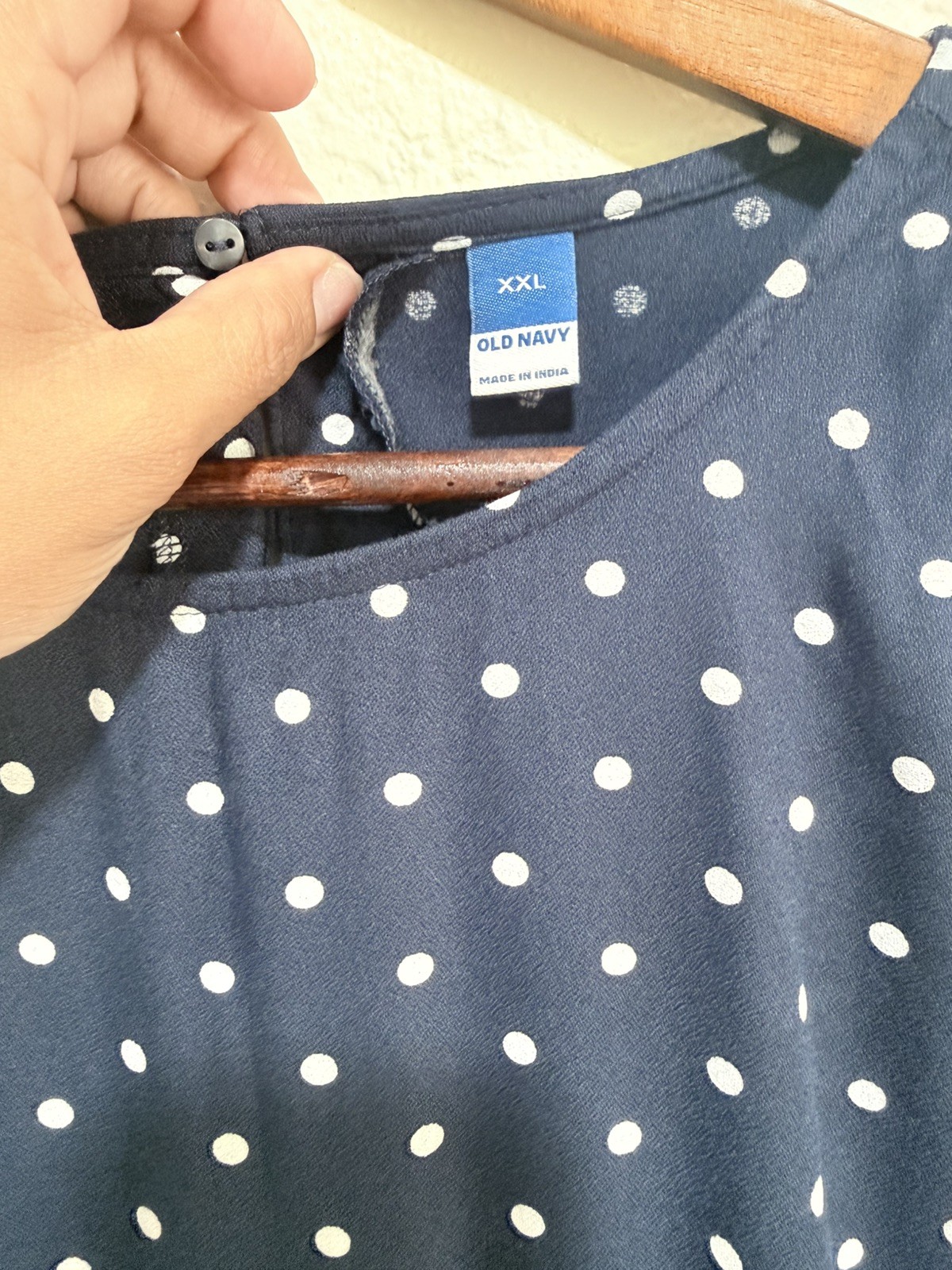 OLD NAVY Blue White Polka Dot Short Sleeve Empire Waist Dress Plus 2XL