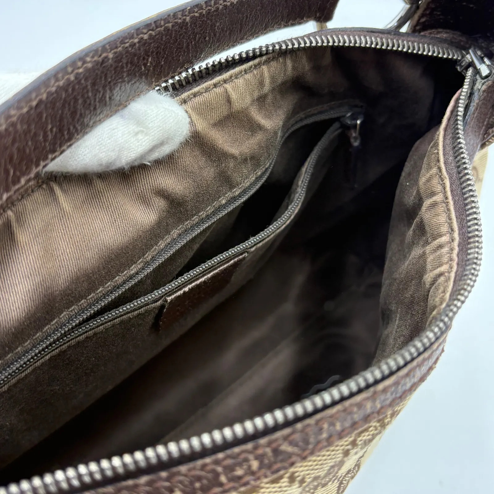 Auth GUCCI GG Canvas Shoulder Bag Brown 113023 2Y8671