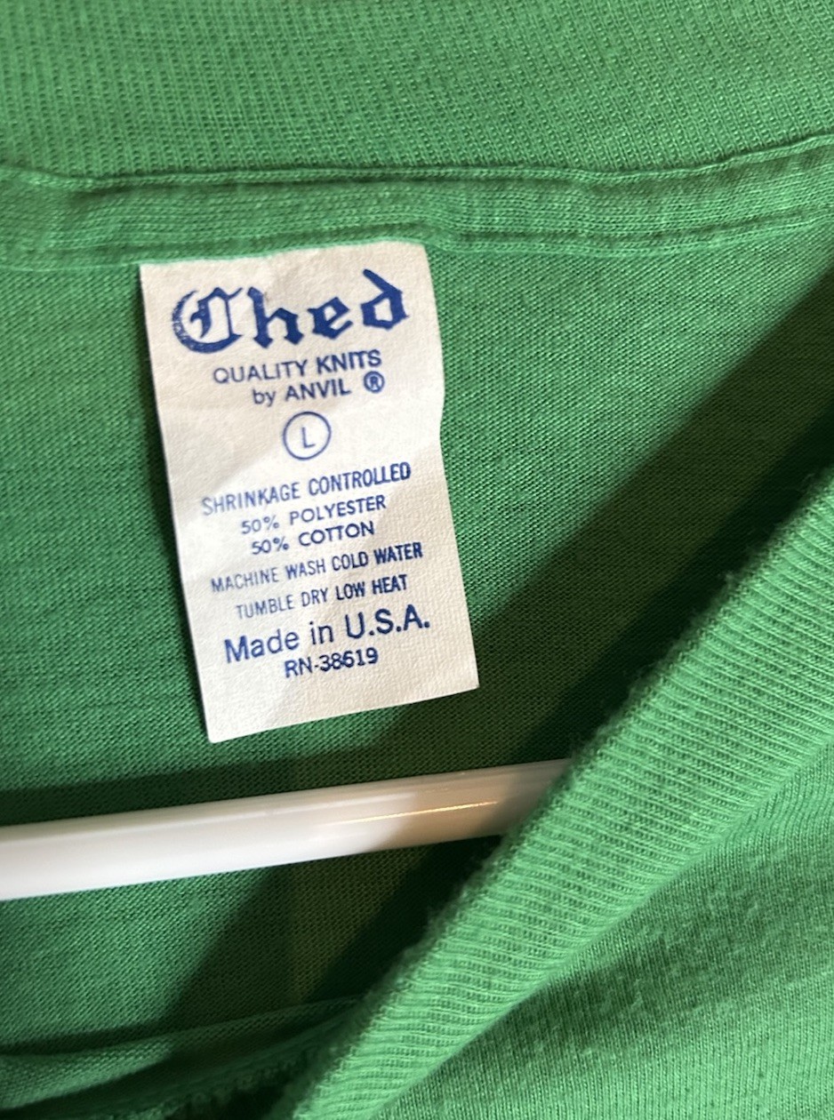 Vintage Ched by Anvil Weaver Marine T-Shirt Tee Green Size L