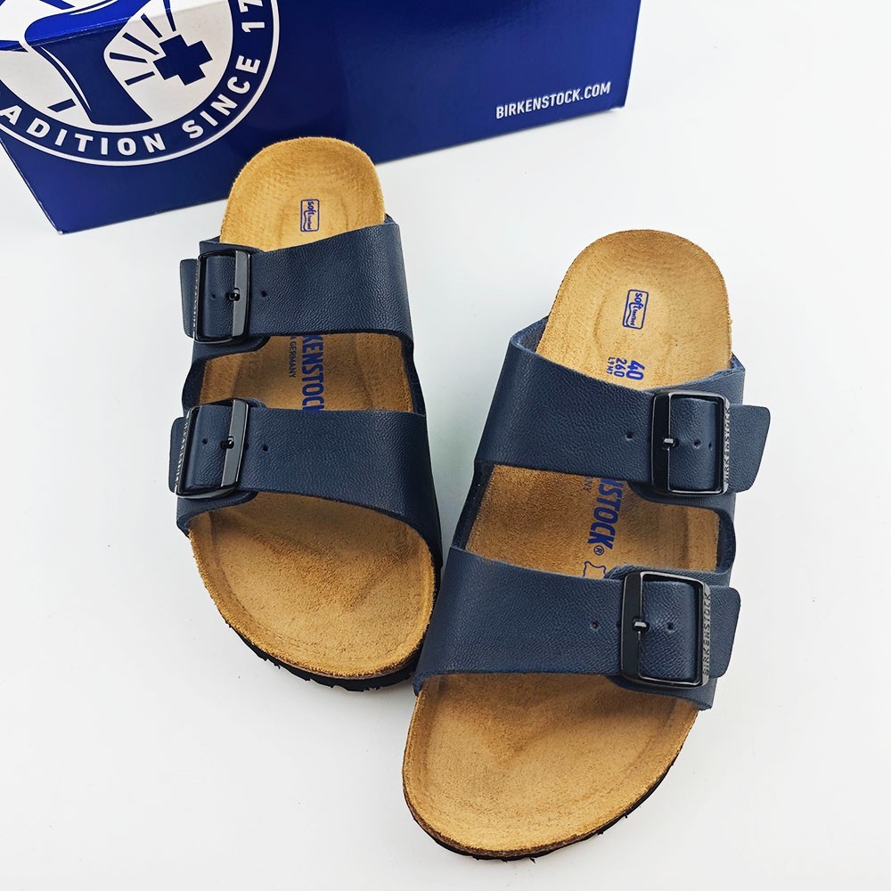 Birkenstock Arizona Blue Birko-Flor Leather Unisex Sandals Size EU 37-45