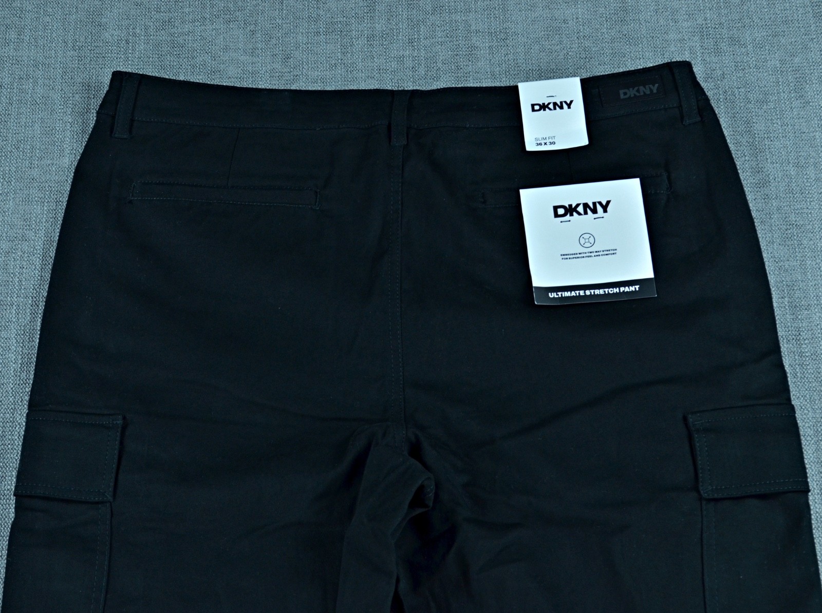 DKNY Pants Men’s 36×30 Black Stanton Slim Fit Ultimate Stretch Cargo Pants NWT