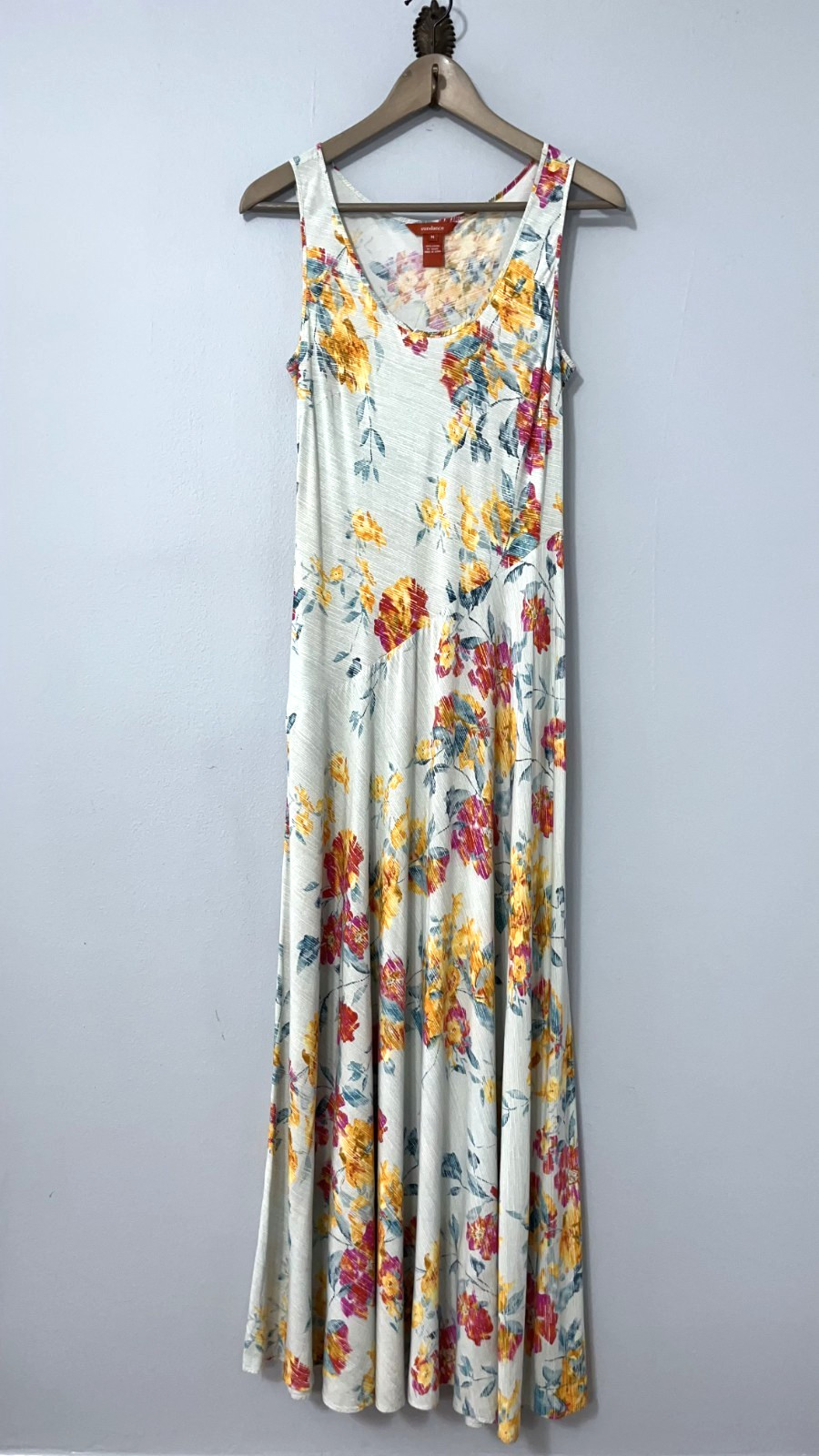 Sundance Maxi Dress Medium Light Blue Floral Rayon Sleeveless Boho Cottagecore