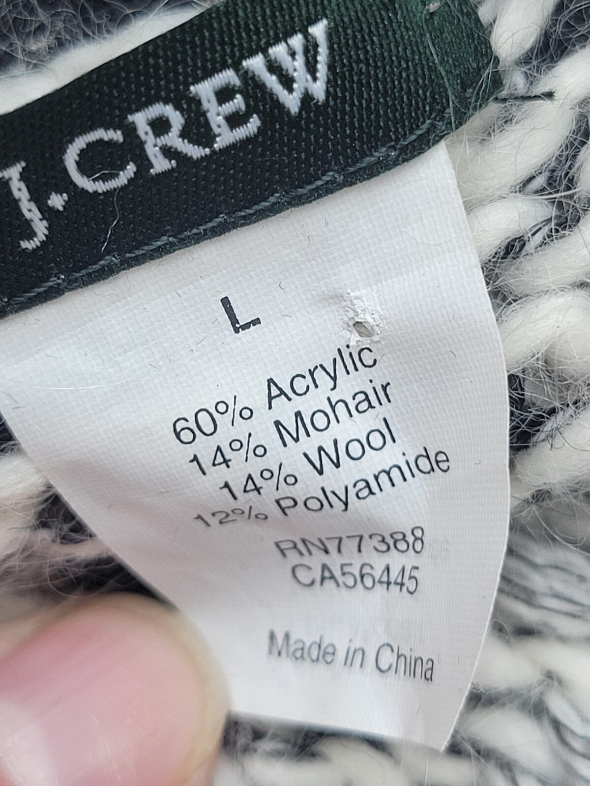 J Crew Women Coatigan Large Black White Sweater Birdseye Pockets Buttons Casual