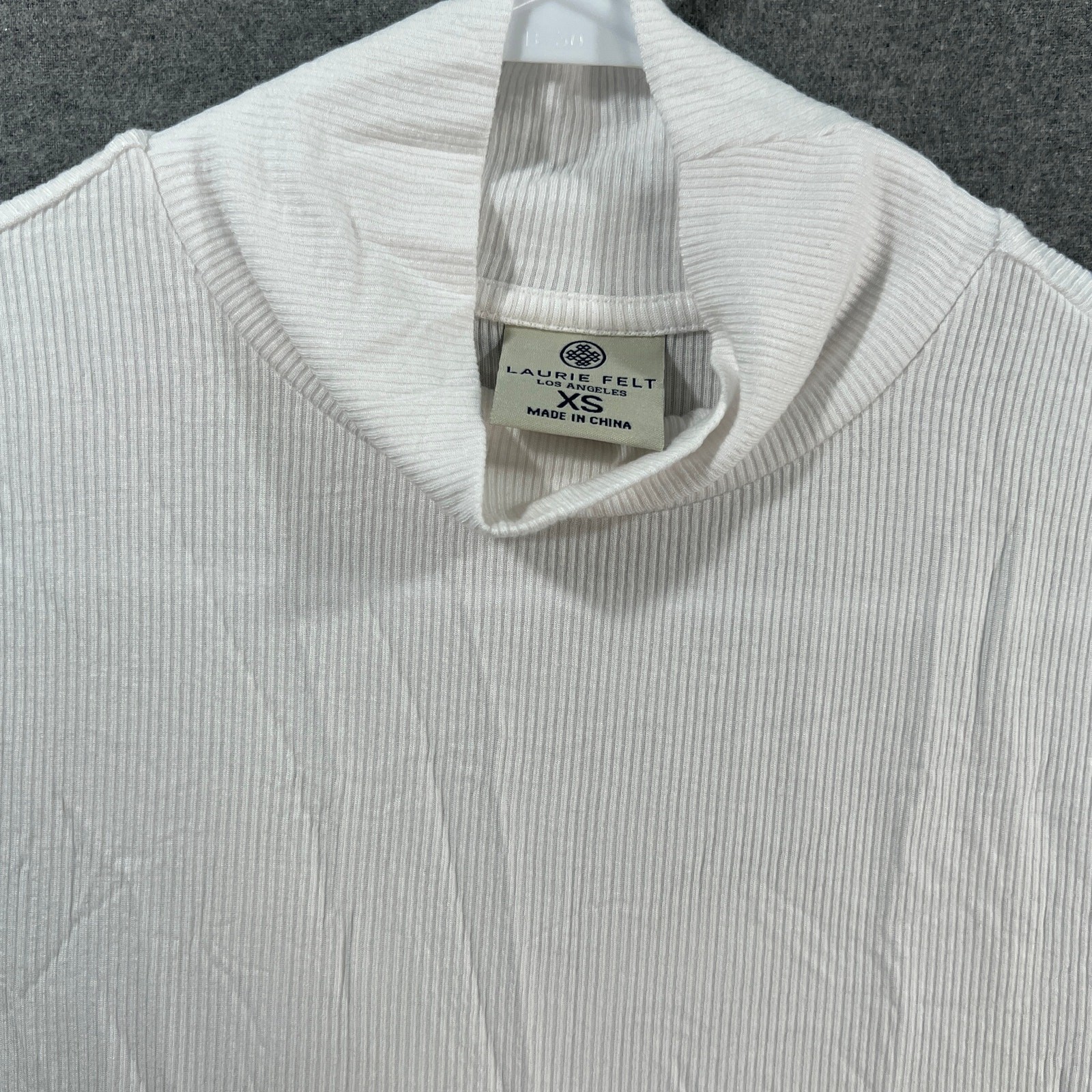 Laurie Felt Rib Silky Rayon Made From Bamboo Turtle Neck White, X-Small