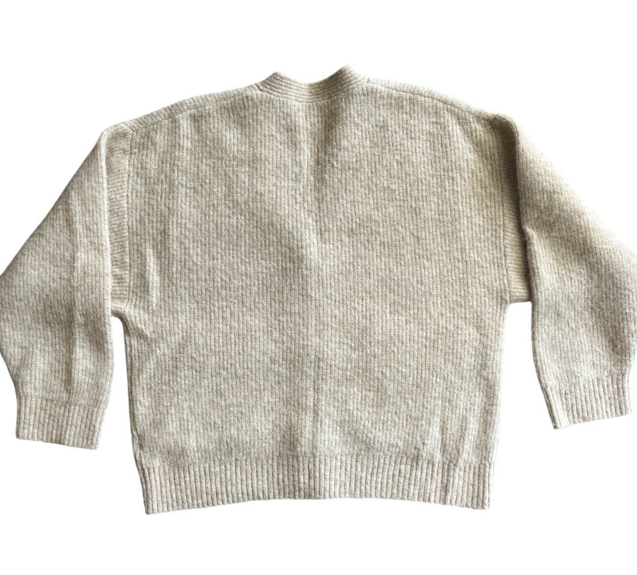 & Other Stories Oatmeal Beige Alpaca Wool V-Neck Oversized Cardigan XS Fits S/M