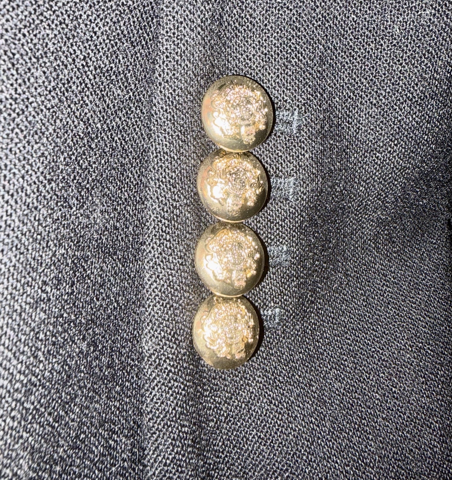 Vintage Ralph Lauren 100% Wool Military Peplum Gold Embossed Buttons, Embroidery