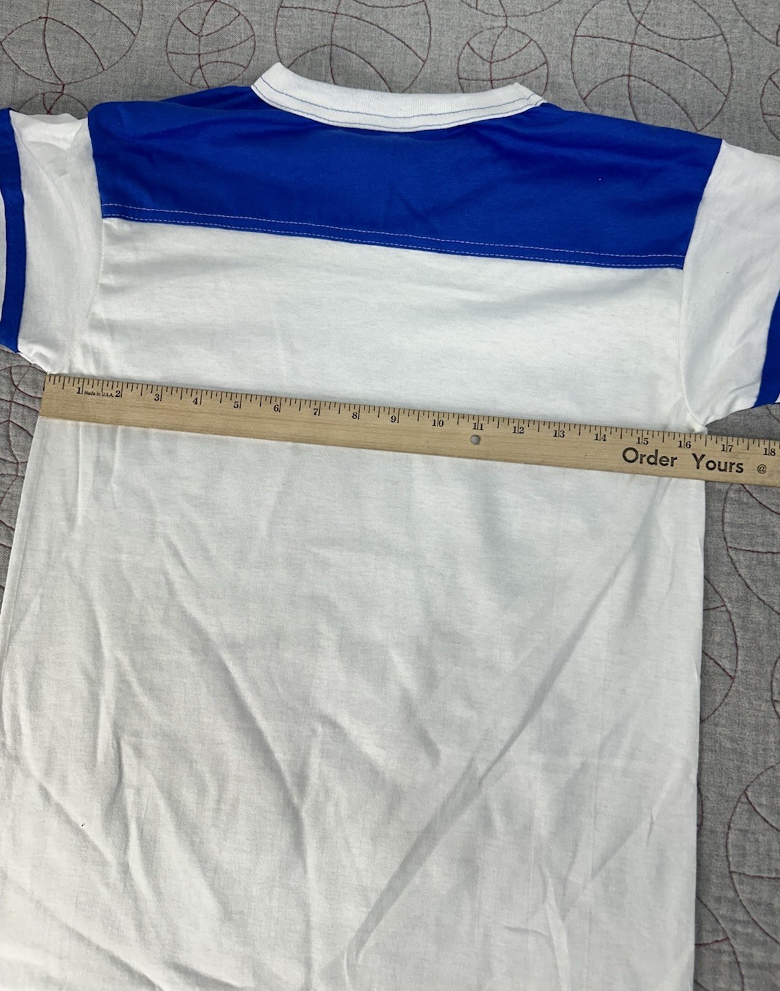 Deadstock VTG Alore Single Stitch Blue/White Retro Ringer Shirt Youth 14-16 USA
