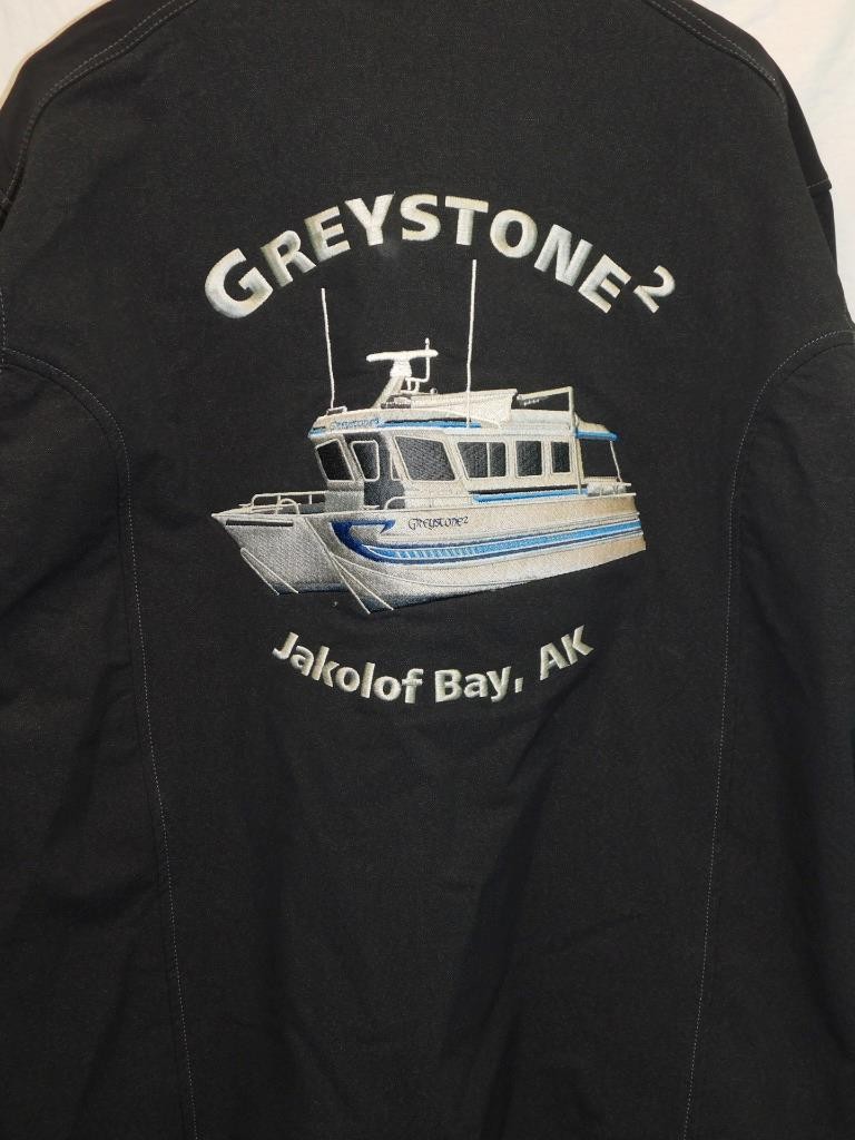 Kuhl L Klash Jacket Greystone 2 Catamaran Boat Jakolof Bay AK Alaska Stitched Lg