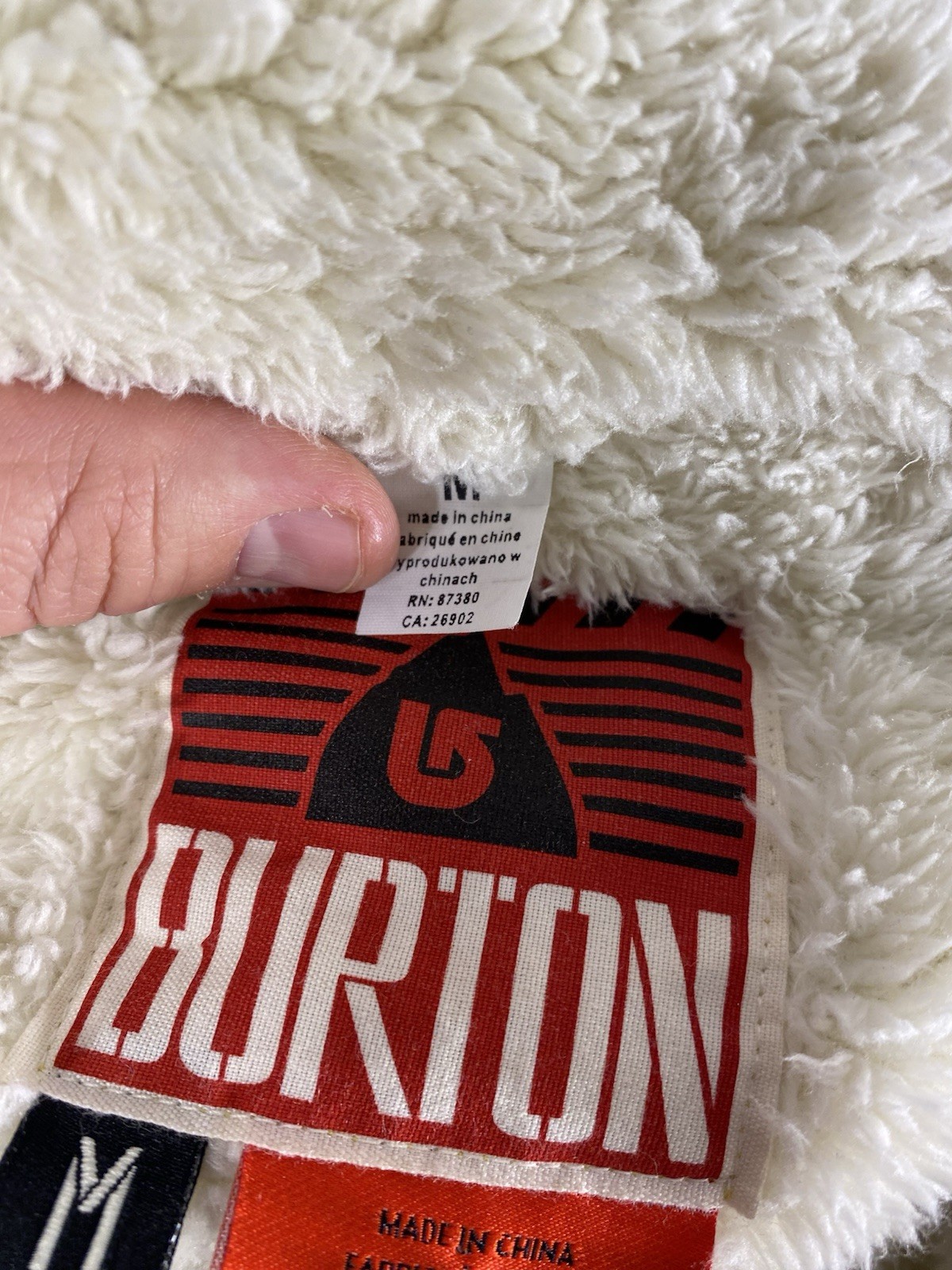 Burton Soft Lining Sherpa Hooded Geometric Warm Thick Full Zip Pull String 40R
