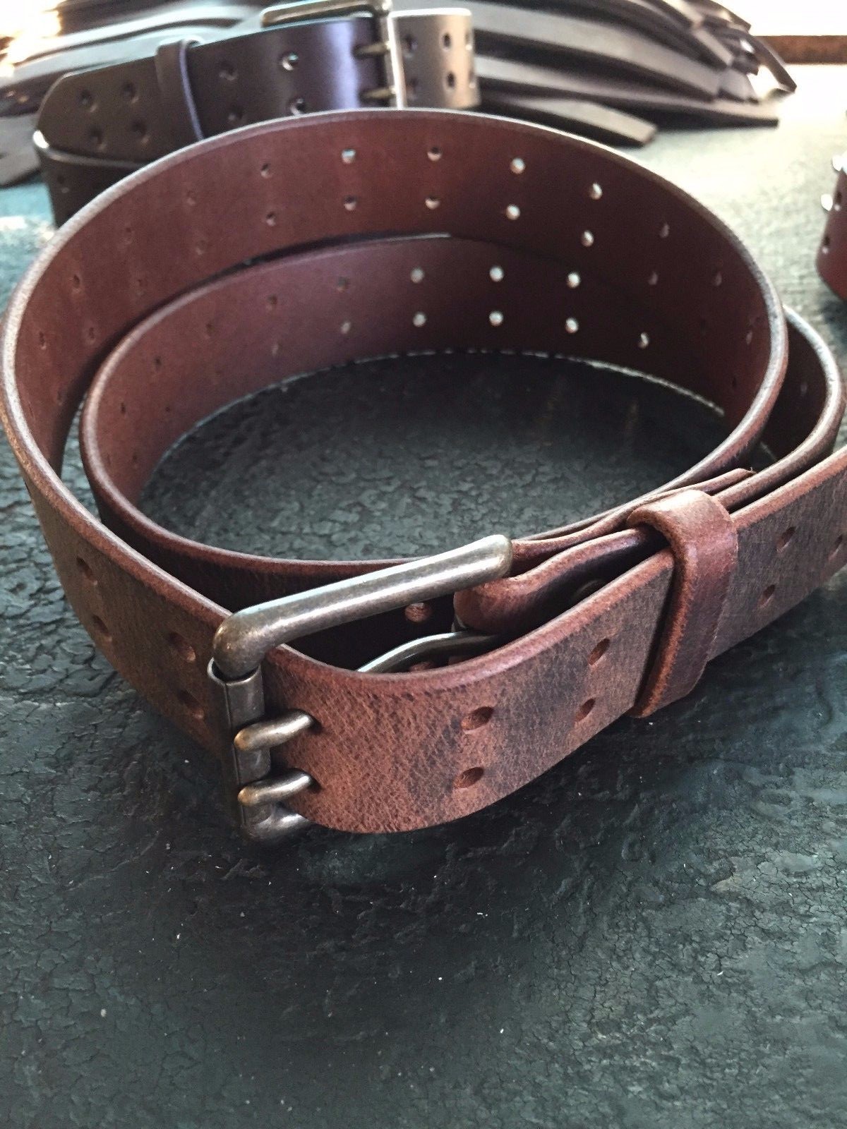 AMISH MADE WICKETT & CRAIG 1.5″ HEAVY DUTY REAL LEATHER WORK GUN HOLSTER BELT