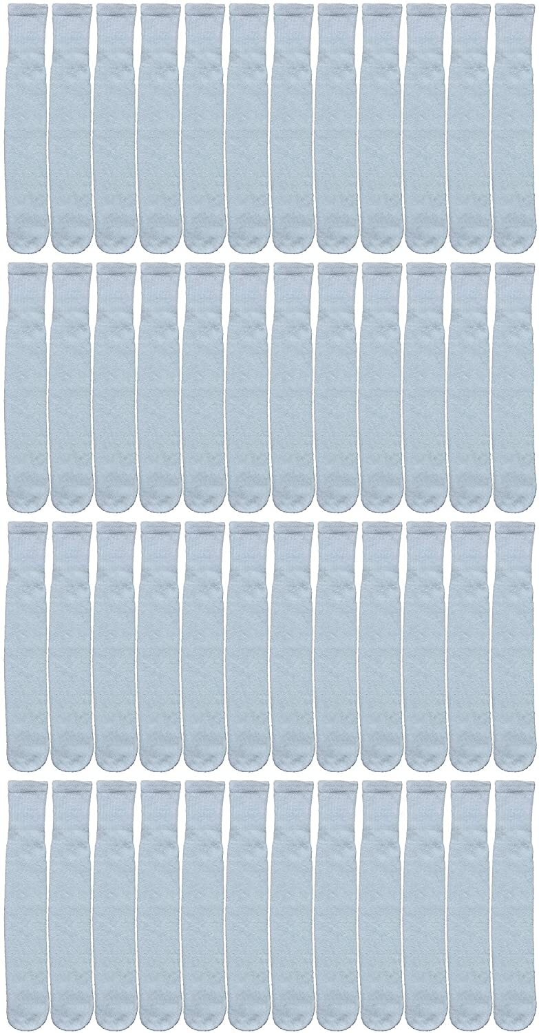 Unisex Wholesale Bulk Cotton Tube Socks,(48 Pk White,Mens 10-13(Shoe Size 7-12)